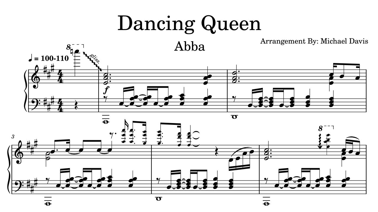 Dancing Queen Sheet Music Video FREE YouTube