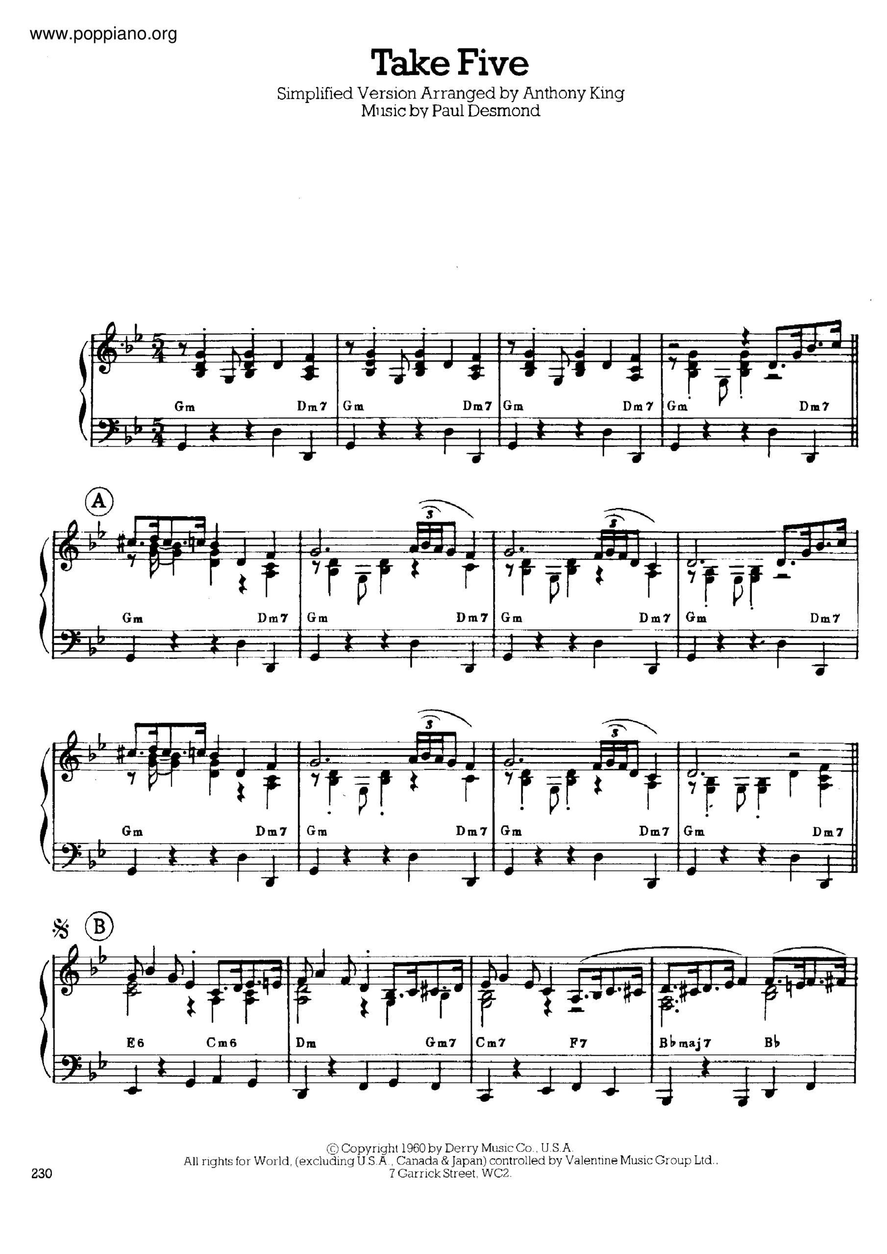  Dave Brubeck Take Five Sheet Music Pdf Free Score Download 