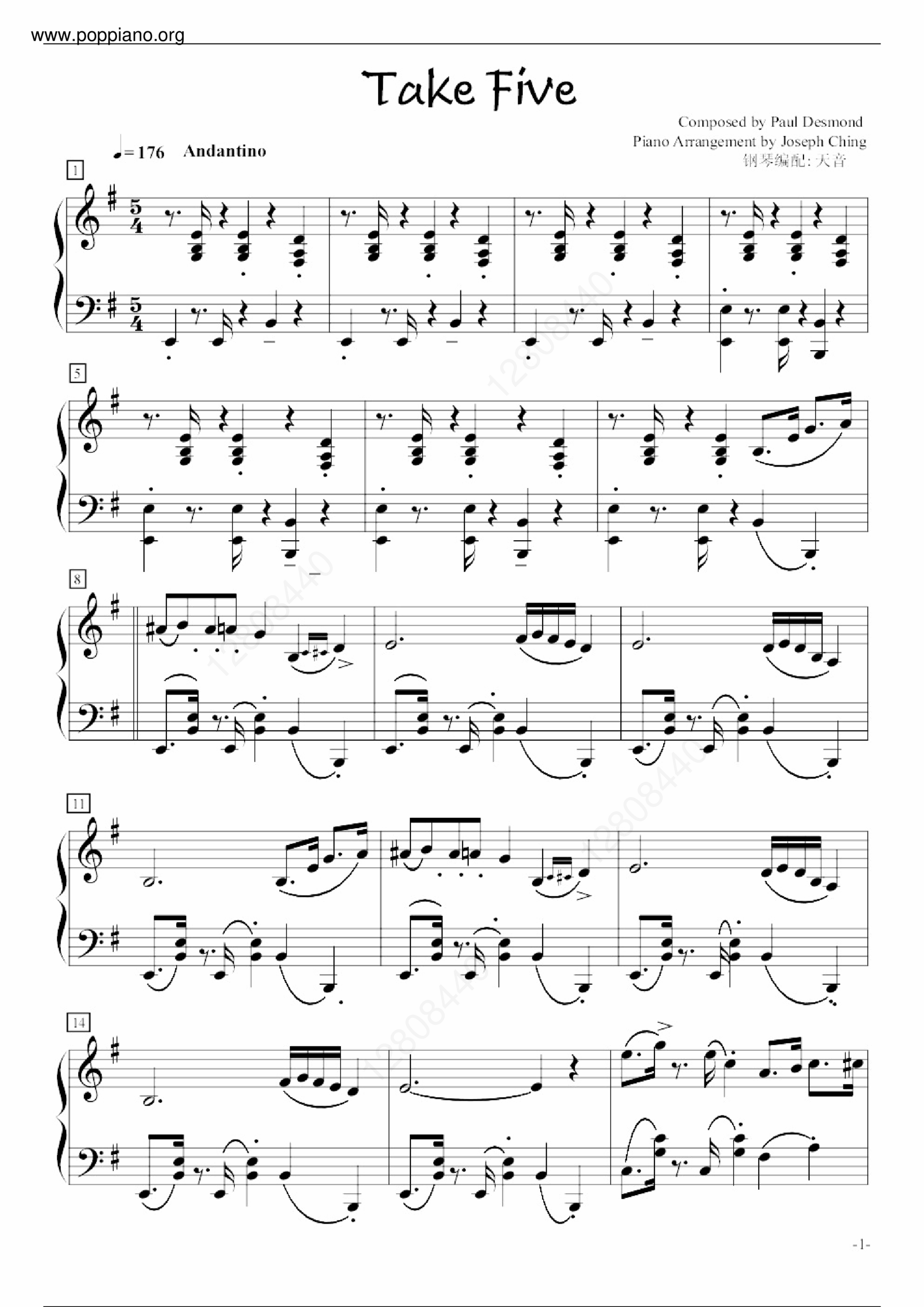  Dave Brubeck Take Five Sheet Music Pdf Free Score Download 