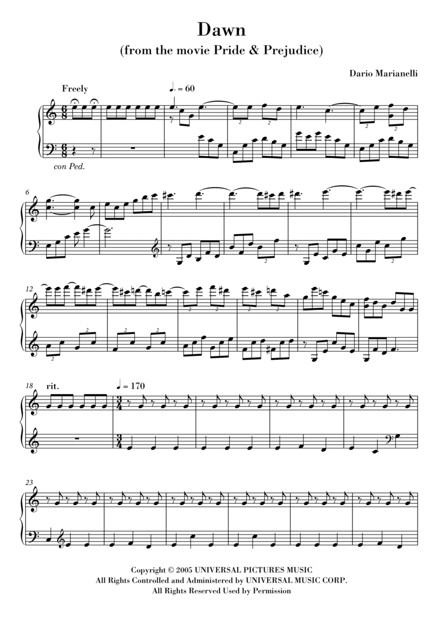 Dawn By Dario Marianelli Piano Solo Digital Sheet Music Sheet Music Plus Dawn By Dario Marianelli Piano Solo Digital Sheet Music Sheet Music Plus