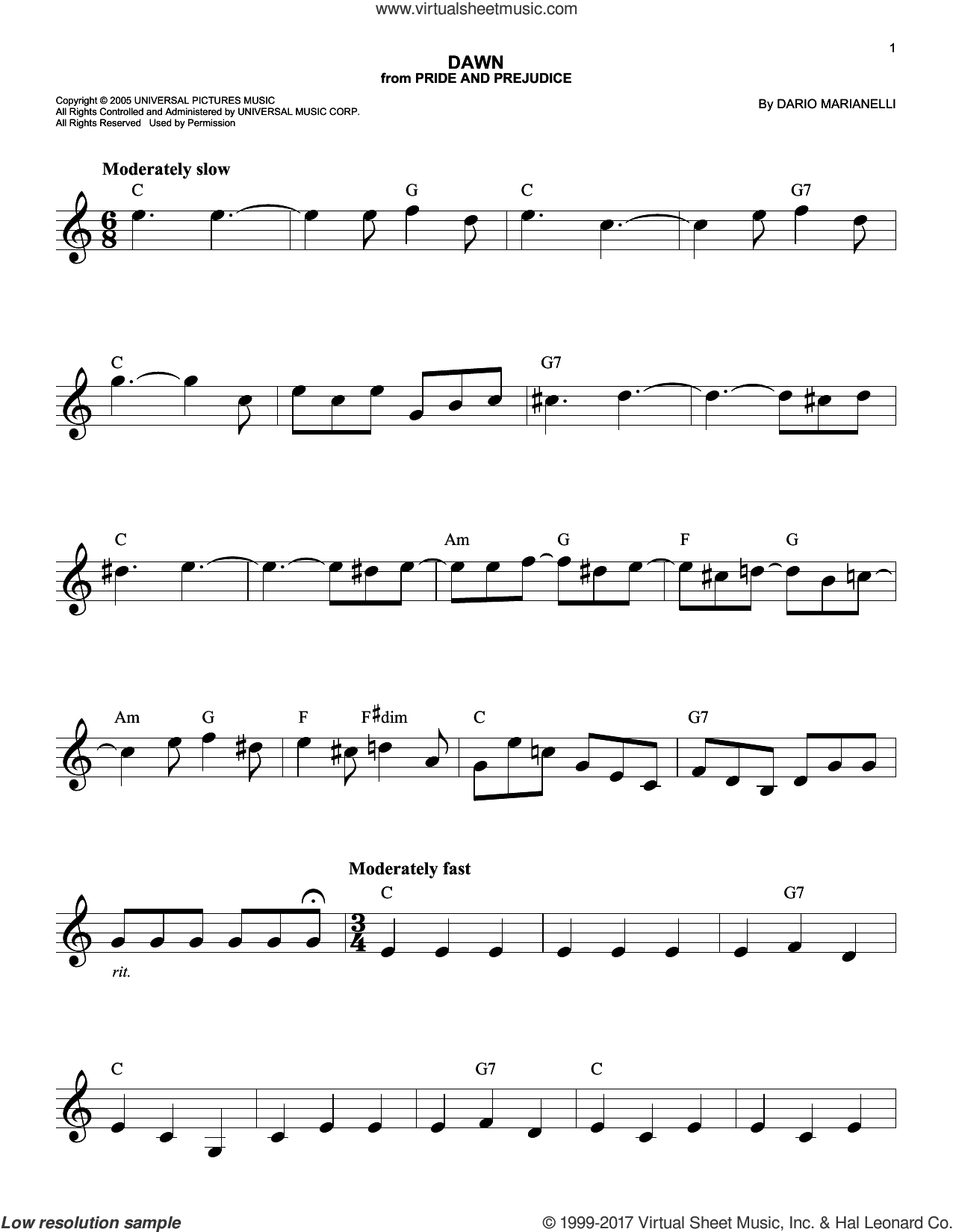 Dawn from Pride And Prejudice Sheet Music fake Book PDF Dawn from Pride And Prejudice Sheet Music fake Book PDF
