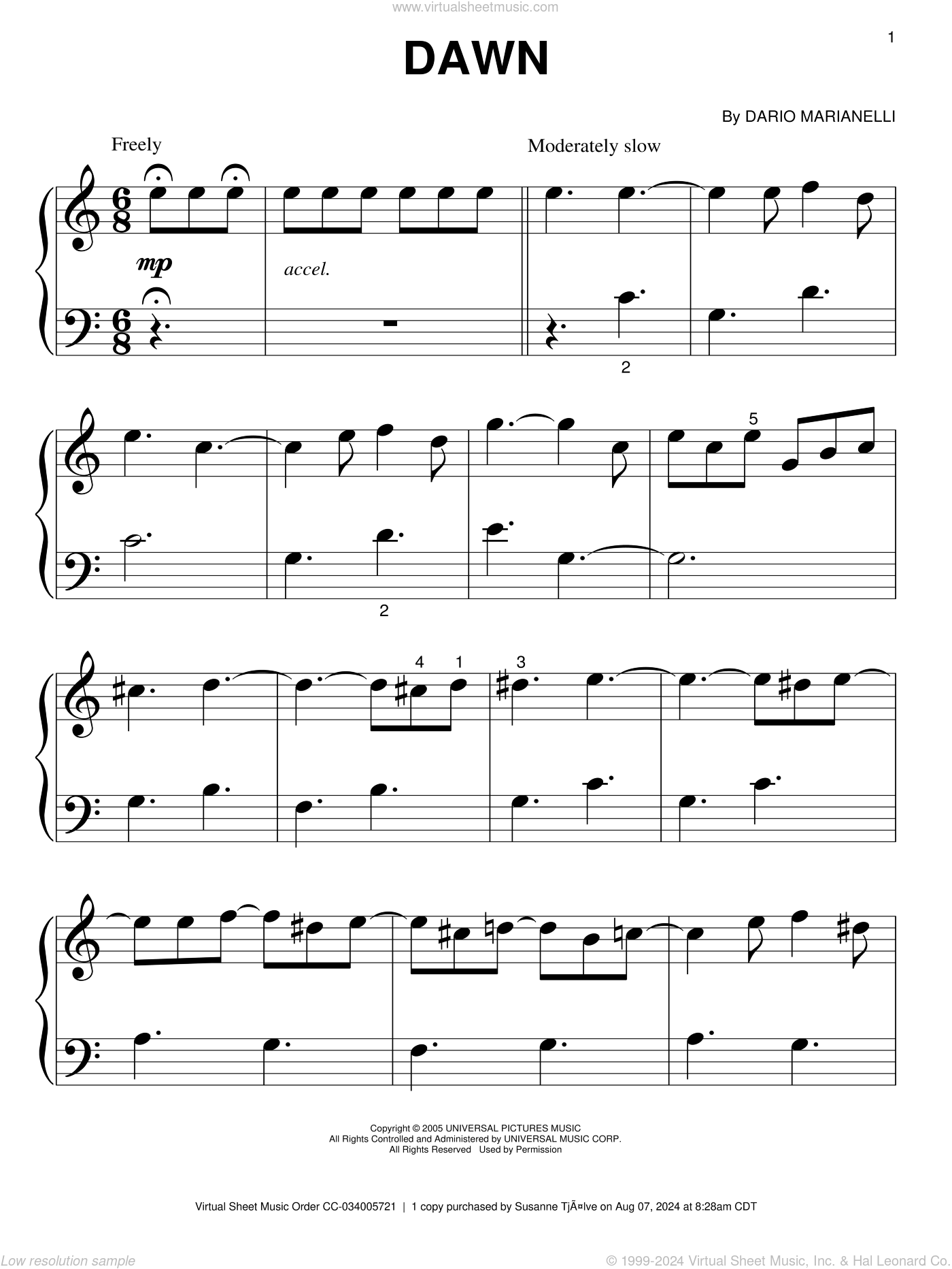 Dawn from Pride And Prejudice Sheet Music For Piano Solo big Note Book Dawn from Pride And Prejudice Sheet Music For Piano Solo big Note Book