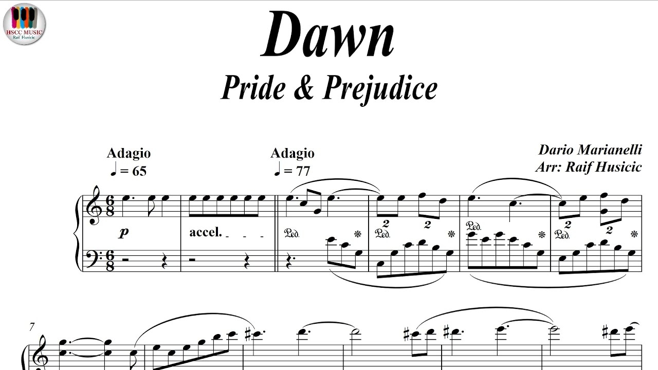dawn pride and prejudice piano sheet music