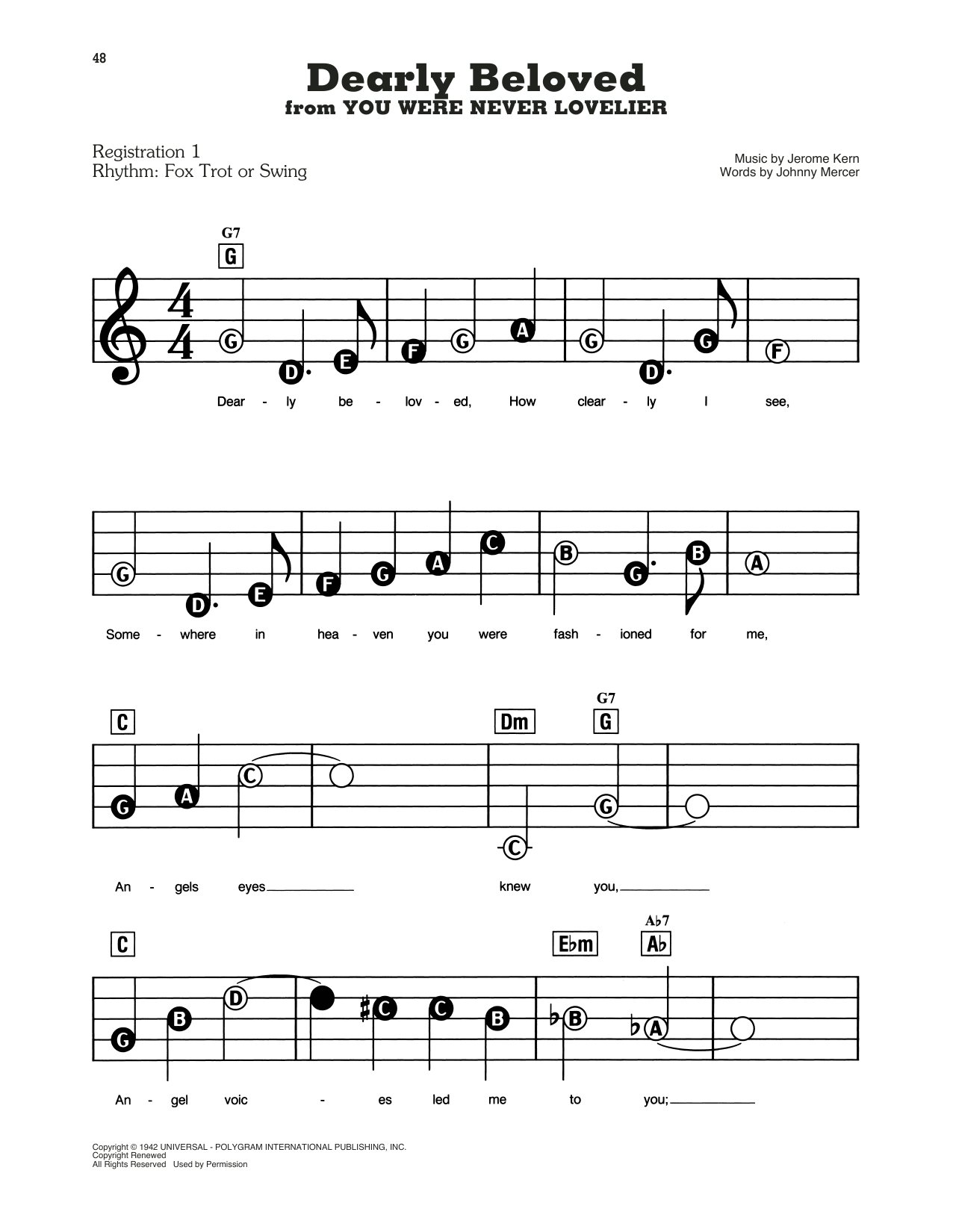 dearly beloved piano sheet music