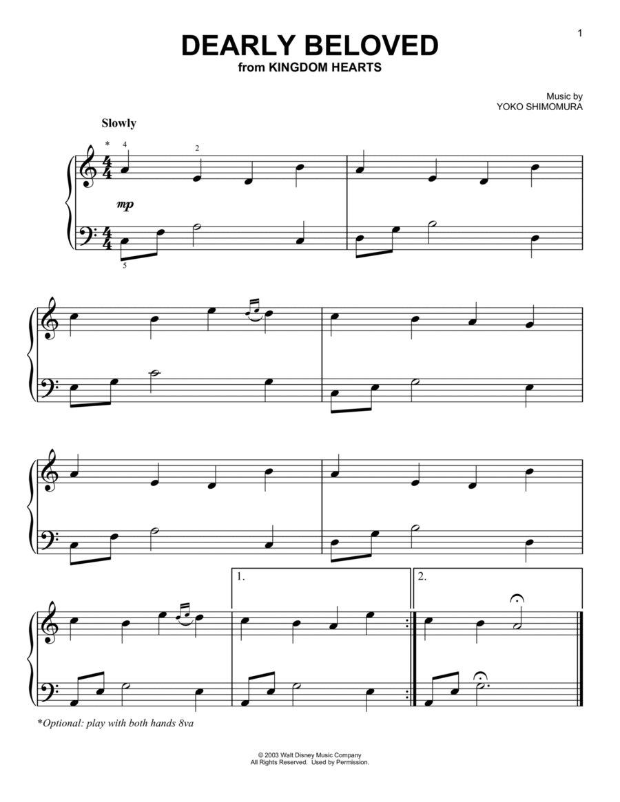 Dearly Beloved from Kingdom Hearts Easy Piano Digital Sheet Music Sheet Music Plus