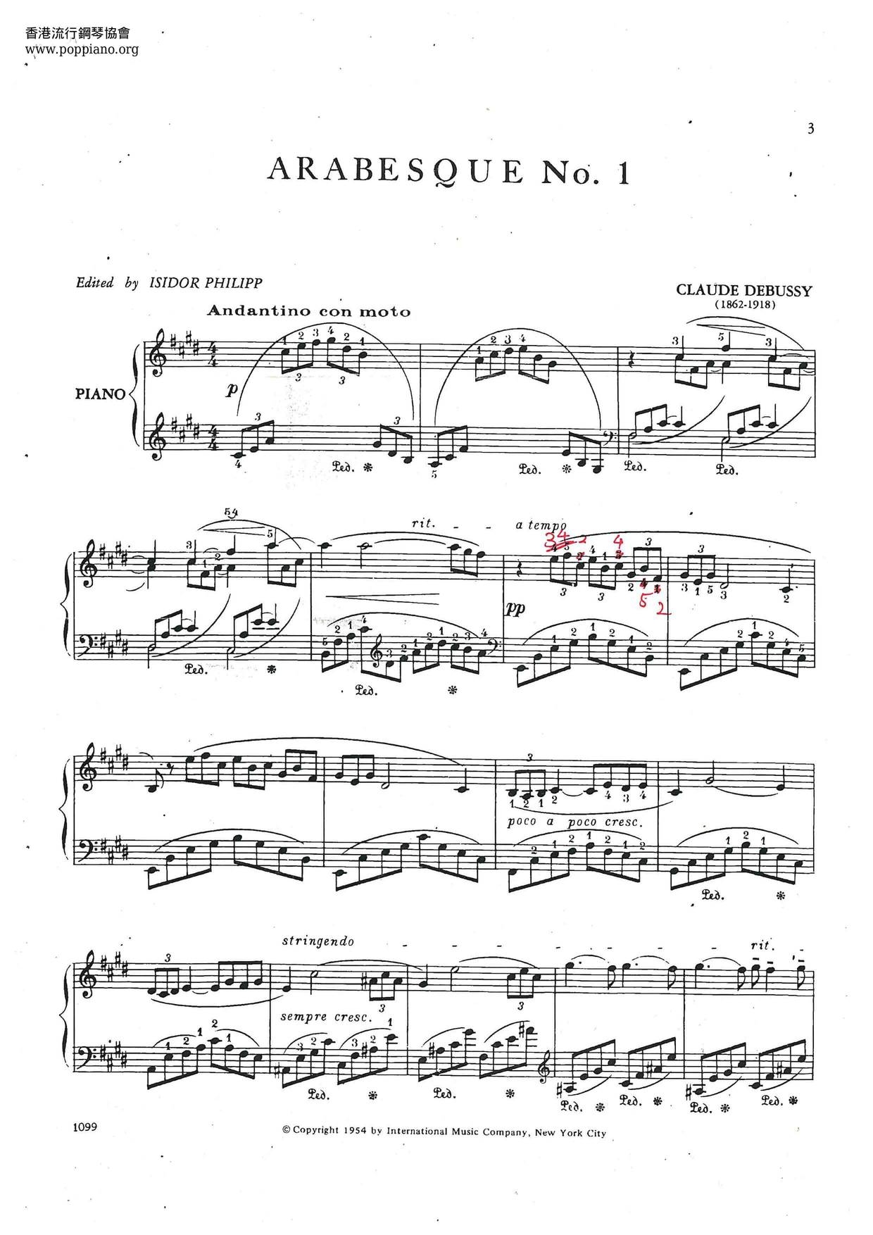  Debussy Arabesque No 1 Sheet Music Pdf Free Score Download 