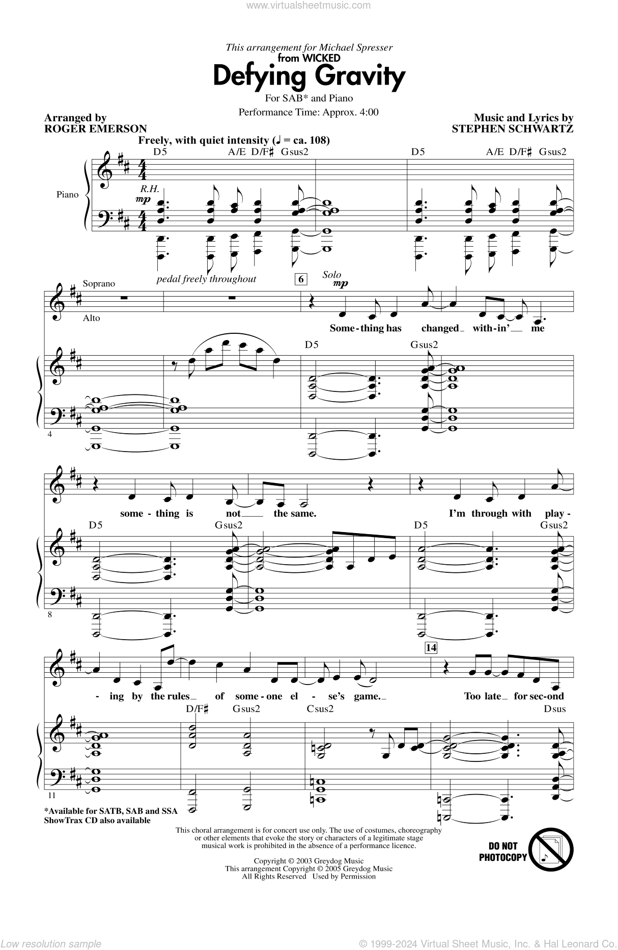 defying gravity piano sheet music