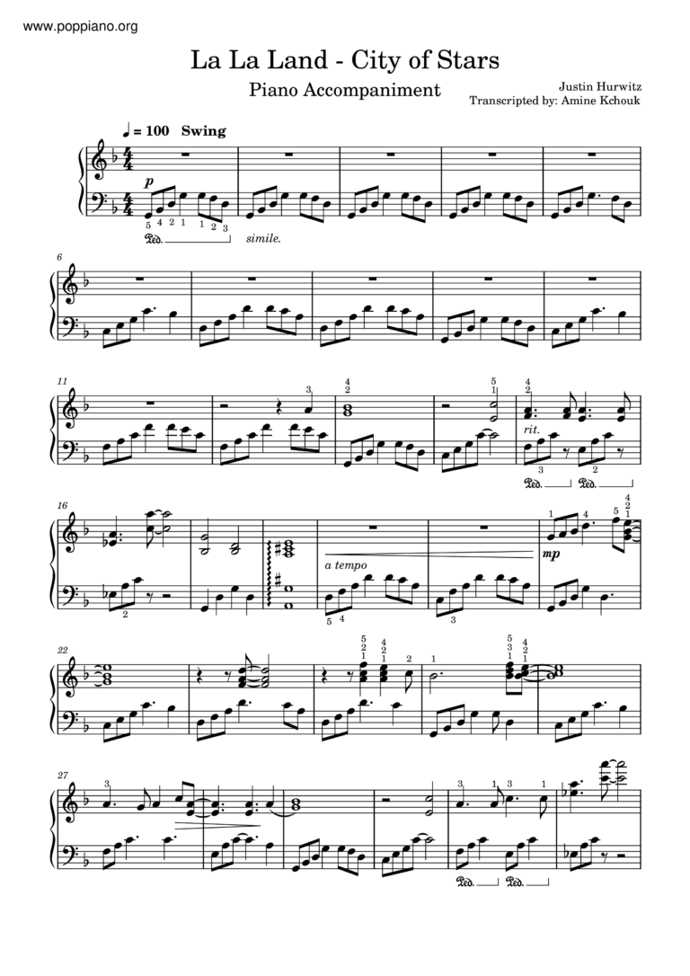  Demi Lovato La La Land City Of Stars Sheet Music Pdf Free Score Download 