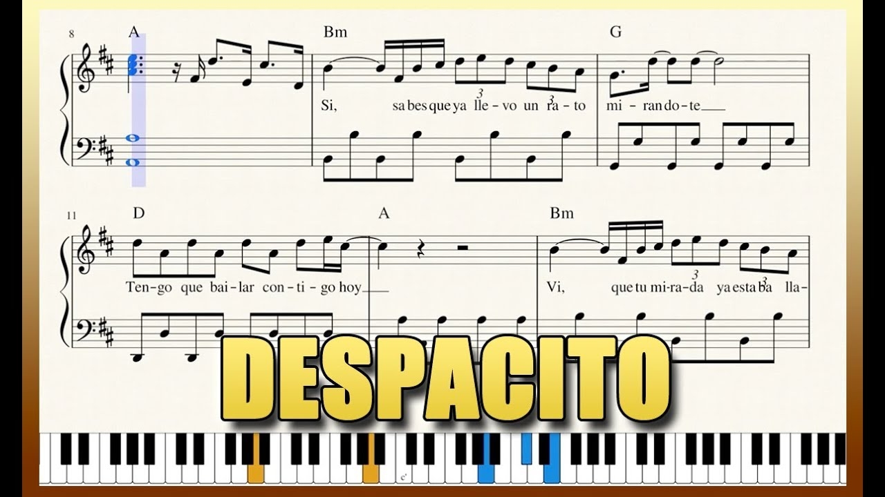 despacito piano sheet music