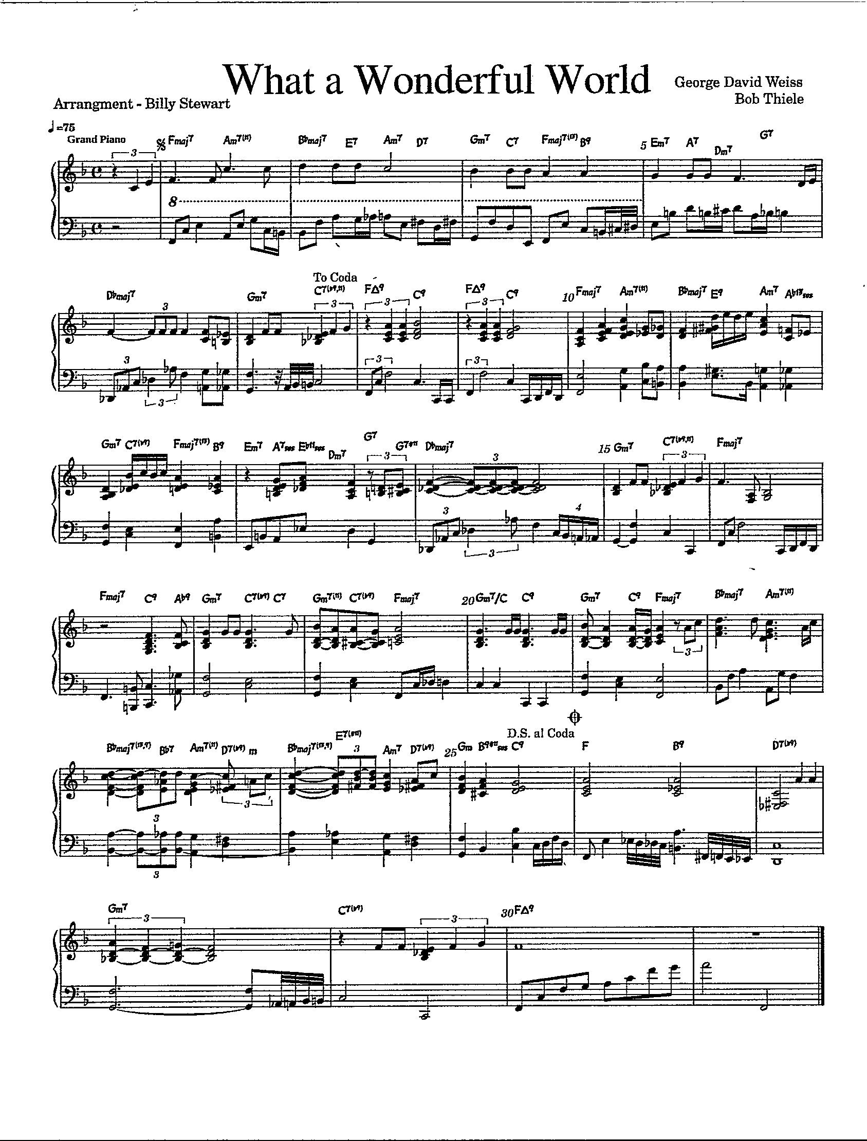 Digital Sheet Music What A Wonderful World Piano Solo Key Of F Etsy Digital Sheet Music What A Wonderful World Piano Solo Key Of F Etsy