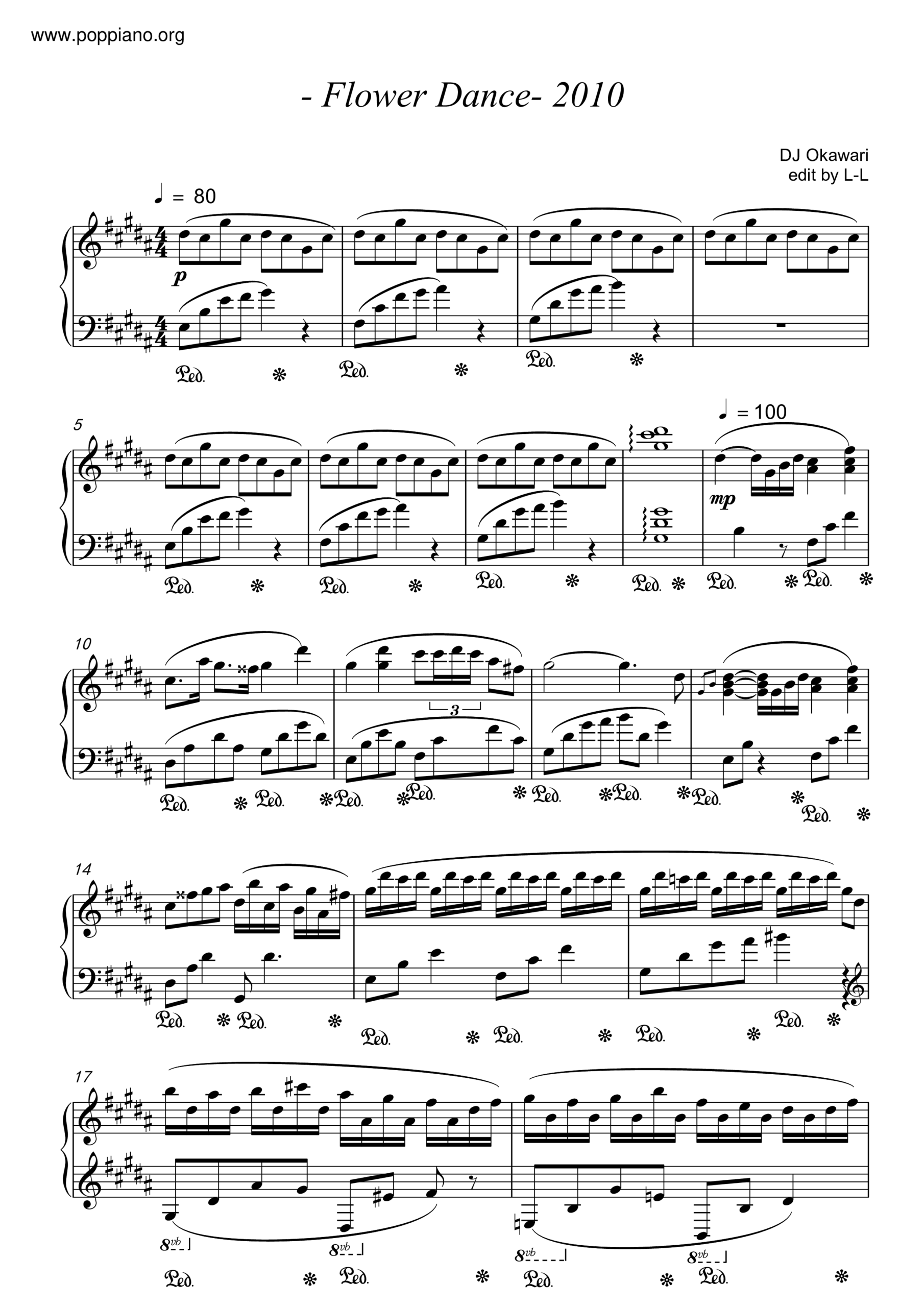  DJ Okawari Flower Dance Sheet Music Pdf Free Score Download 