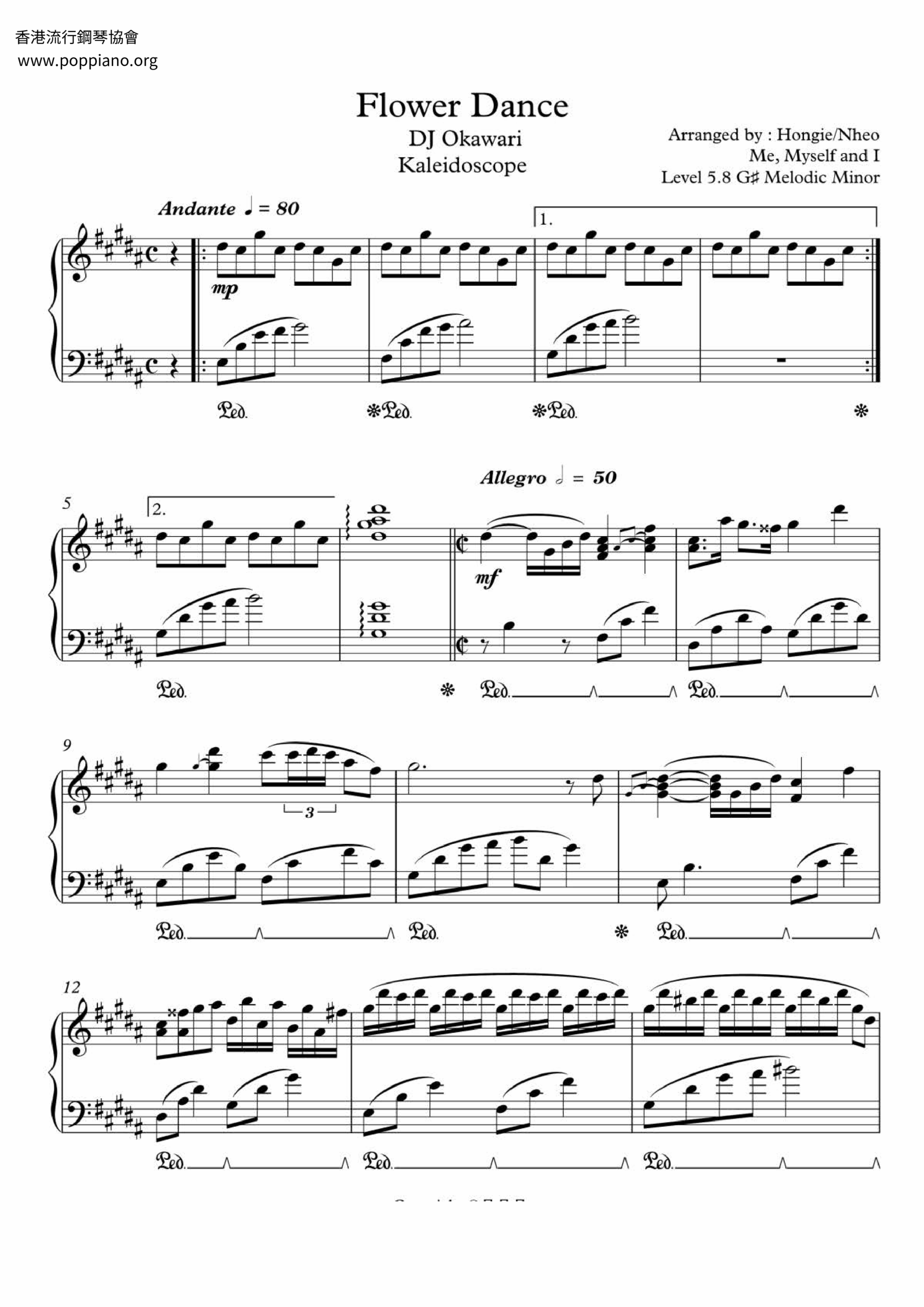  DJ Okawari Flower Dance Sheet Music Pdf Free Score Download 
