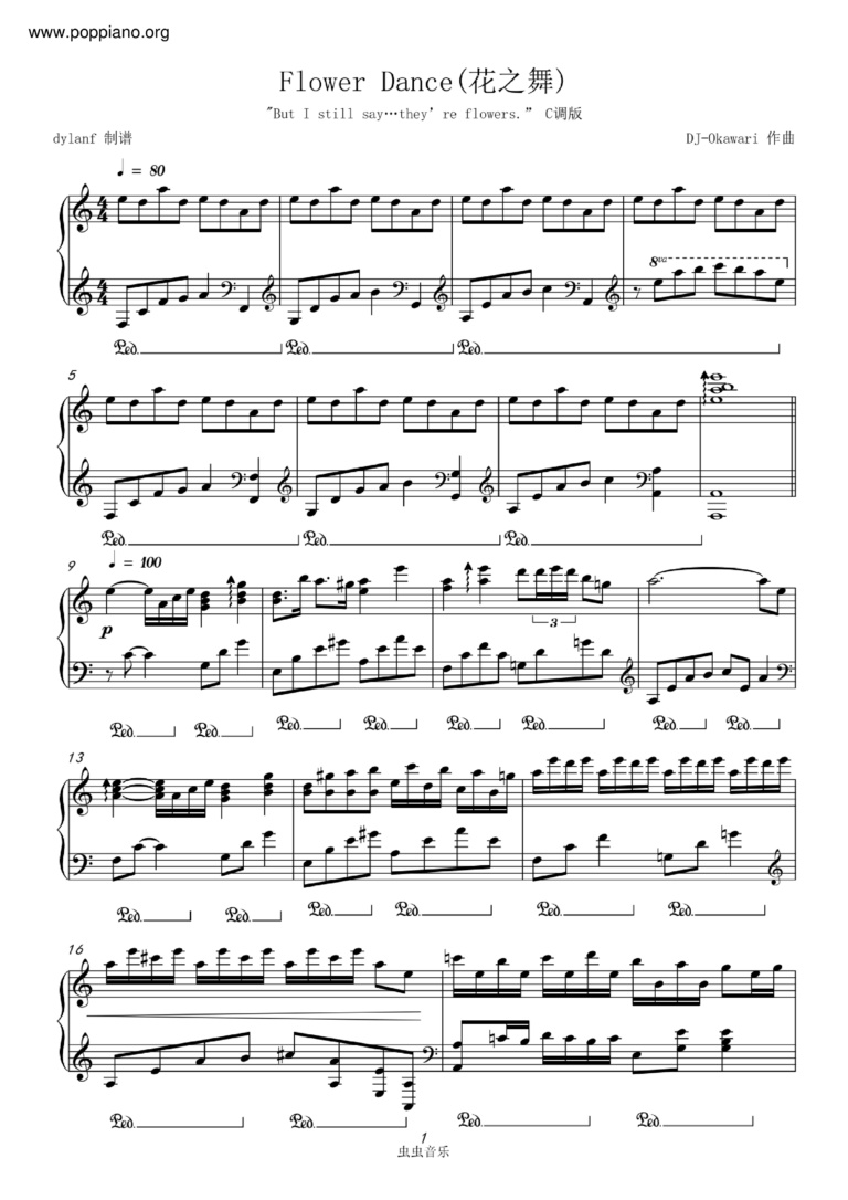  DJ Okawari Flower Dance Sheet Music Pdf Free Score Download 