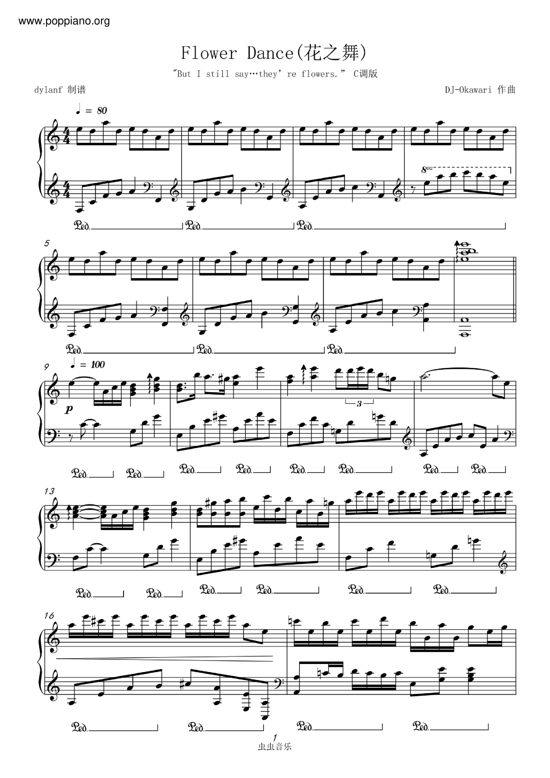  DJ Okawari Flower Dance Sheet Music Pdf Free Score Download 