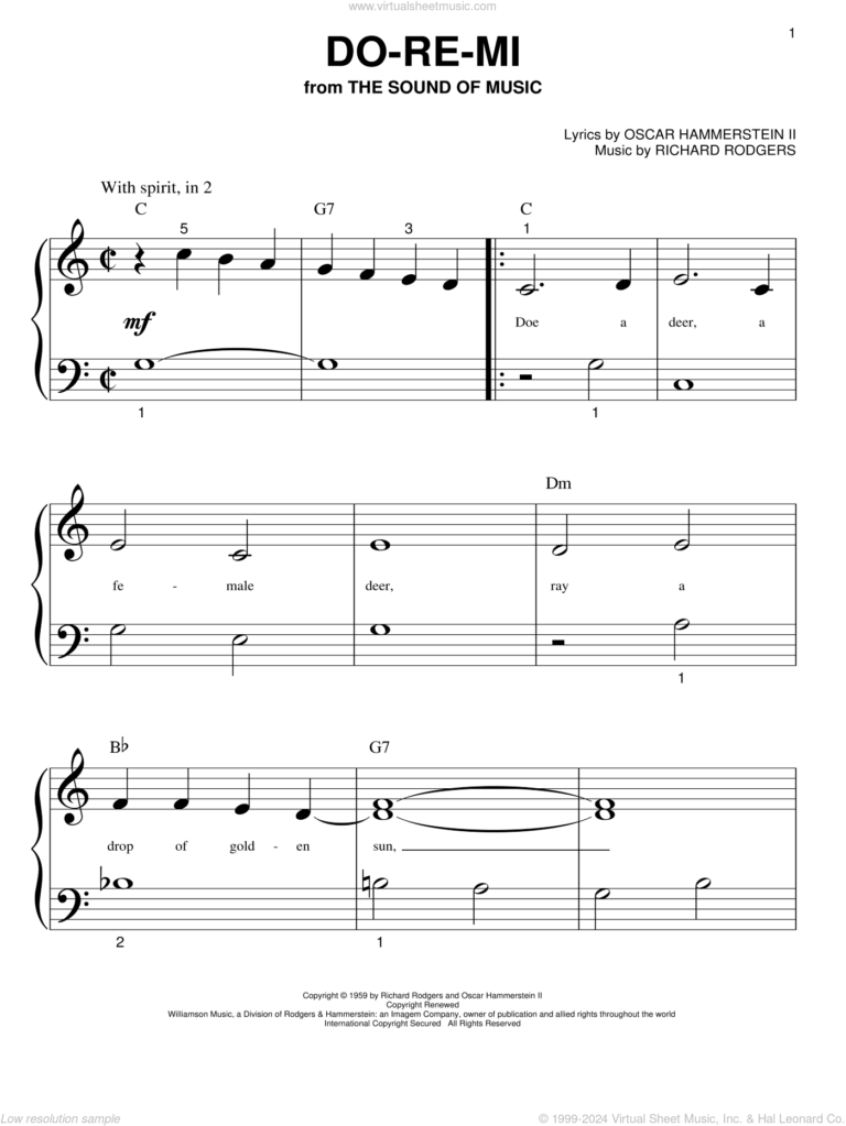 Do Re Mi Sheet Music For Piano Solo big Note Book PDF 
