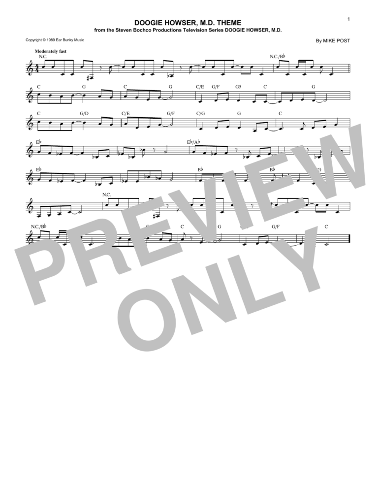 Doogie Howser M D Theme By Mike Post Sheet Music For Lead Sheet Fake Book At Sheet Music Direct