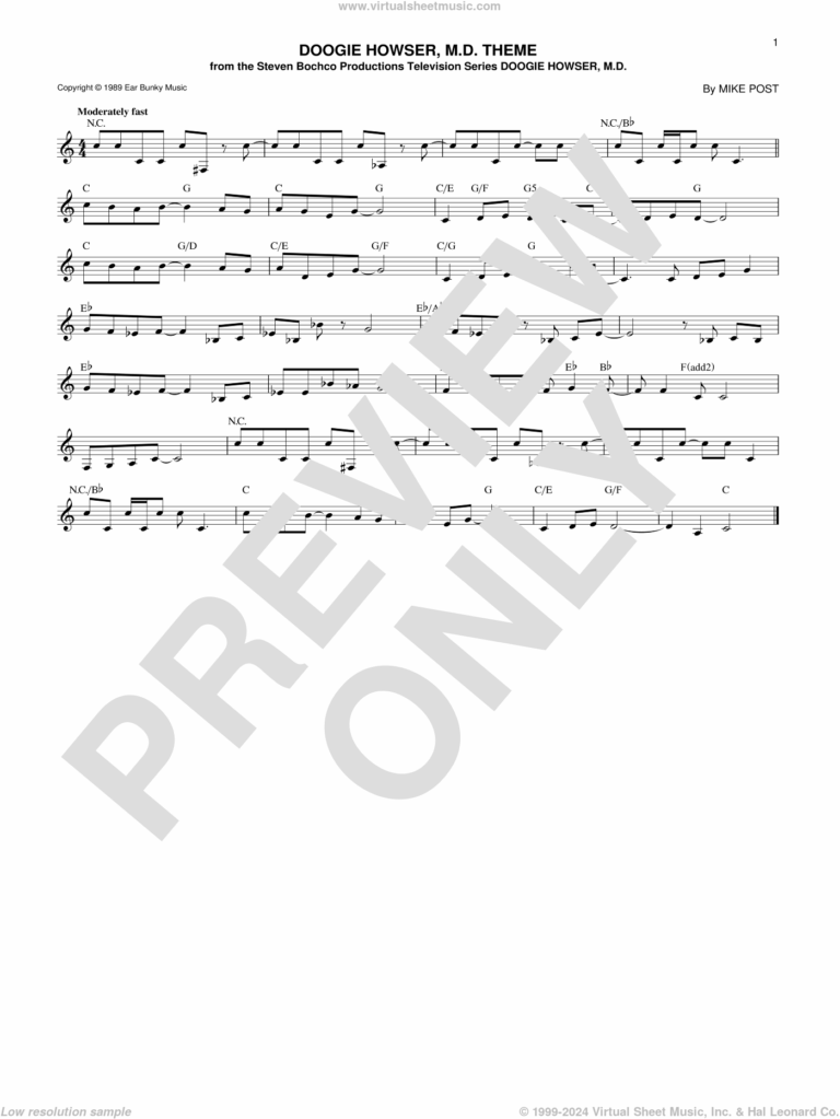 Doogie Howser M D Theme Sheet Music fake Book PDF 