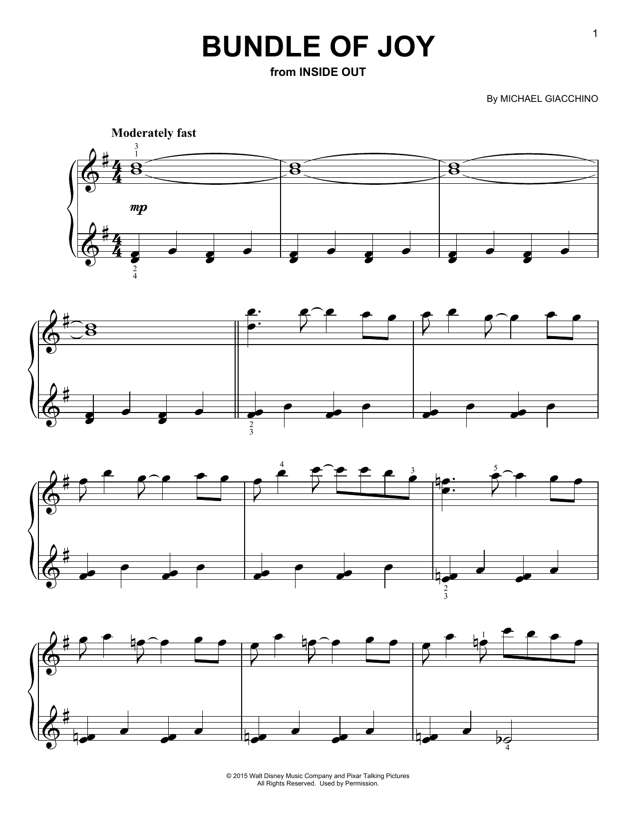 Download Bundle Of Joy Michael Giacchino Easy Piano Sheet Music PDF 189179