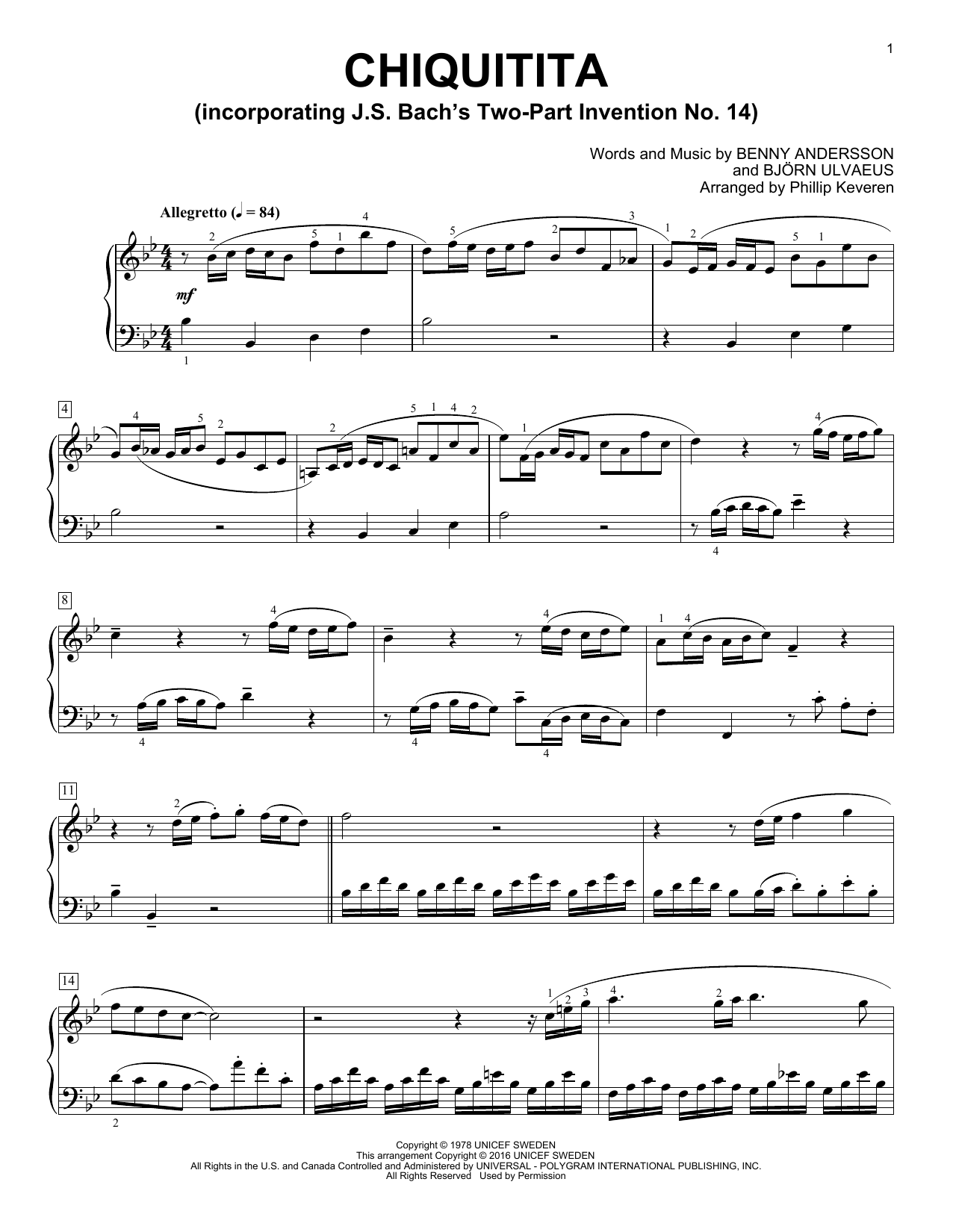 Download Chiquitita ABBA Piano Solo Sheet Music PDF 164785 Download Chiquitita ABBA Piano Solo Sheet Music PDF 164785