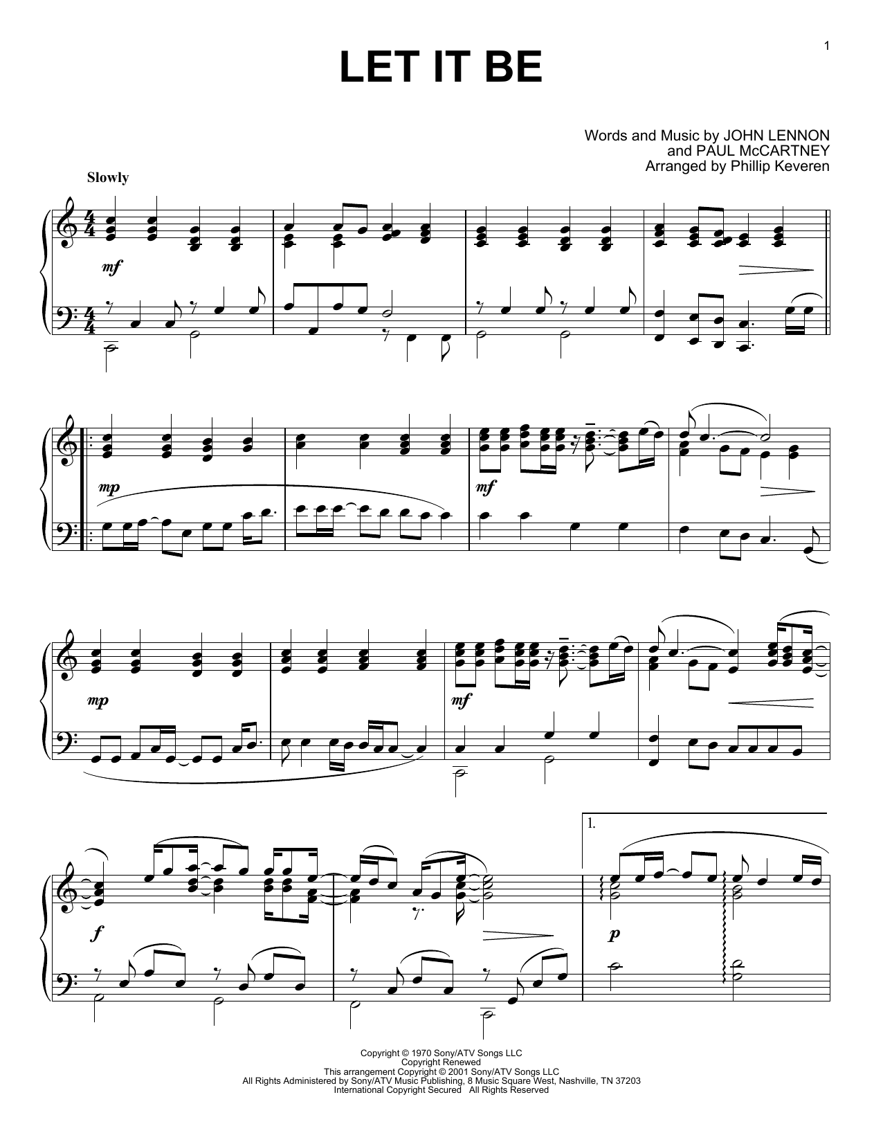 Download Let It Be The Beatles Easy Piano Sheet Music PDF 66900