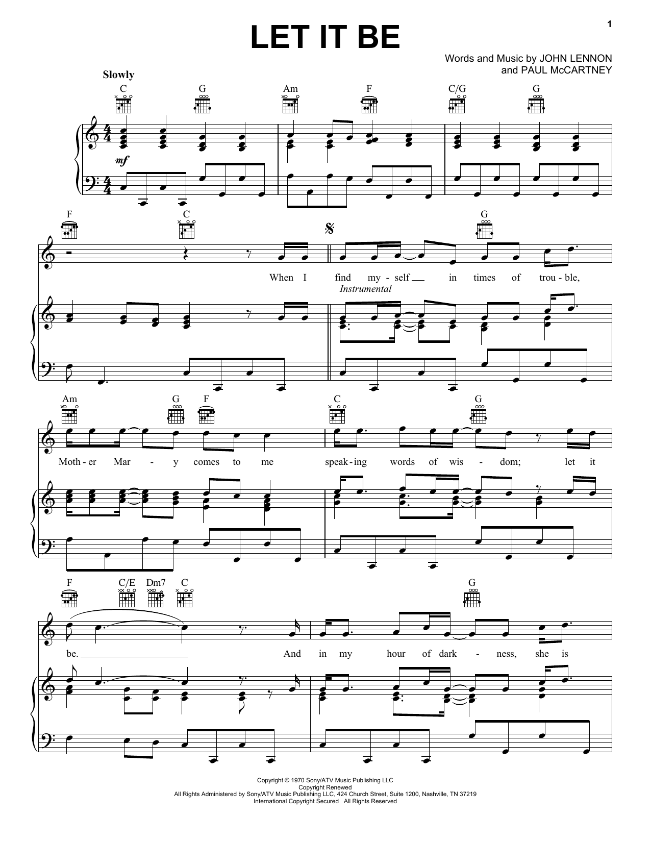 Download Let It Be The Beatles Piano Chords Lyrics Sheet Music PDF 87336