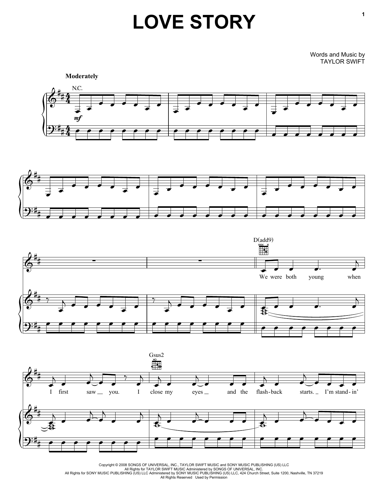 Download Love Story Taylor Swift Piano Chords Lyrics Sheet Music PDF 357347