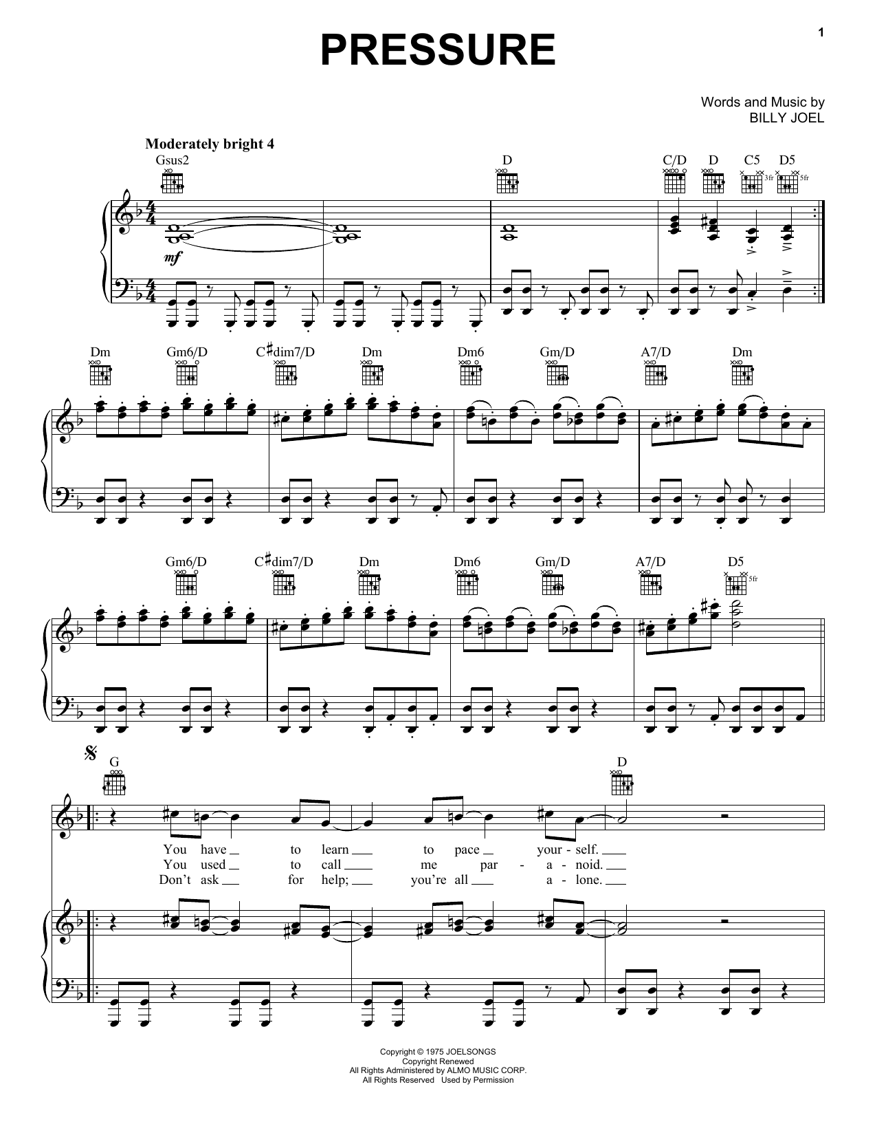billy joel piano sheet music