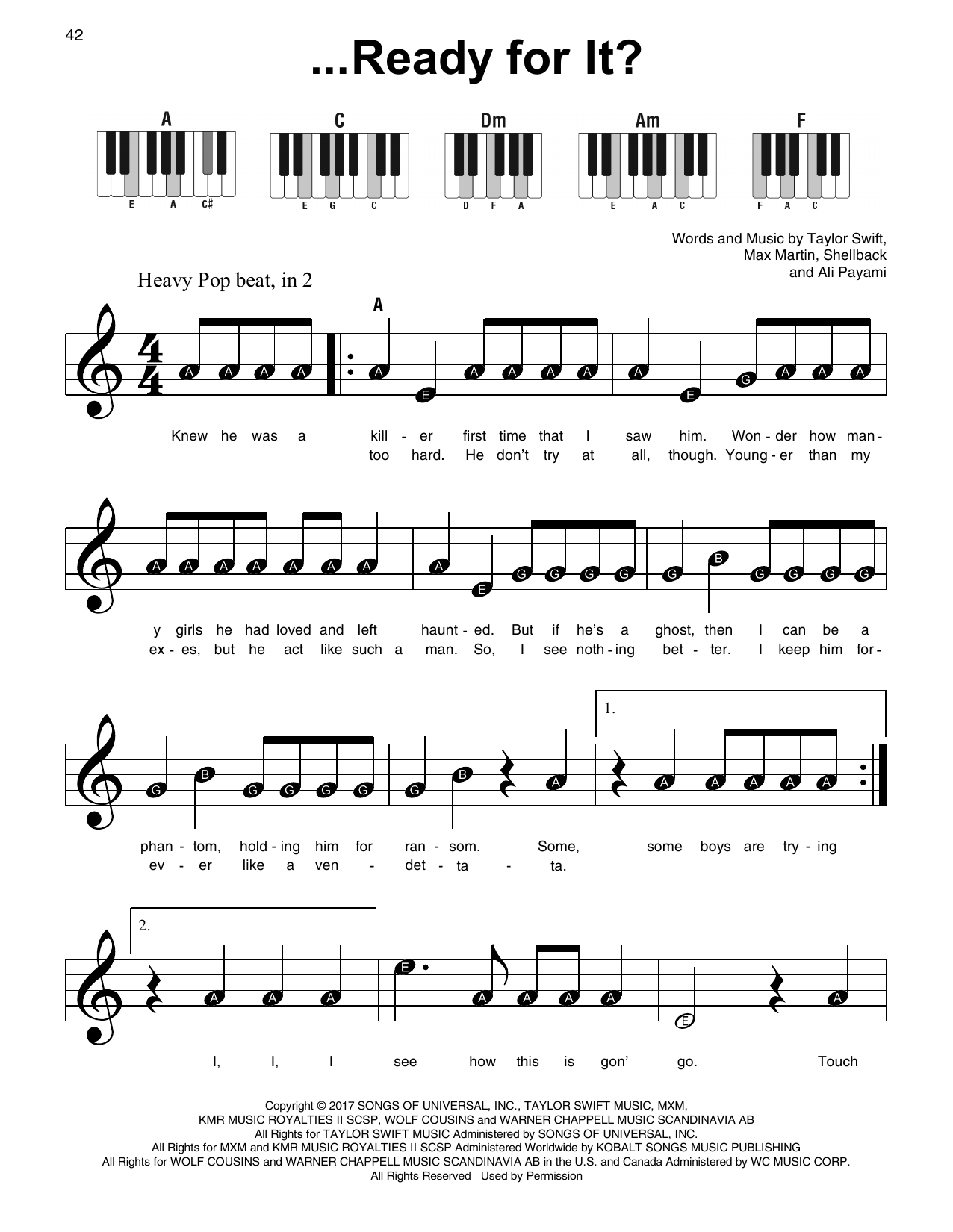 Download Ready For It Taylor Swift Super Easy Piano Sheet Music PDF 428522