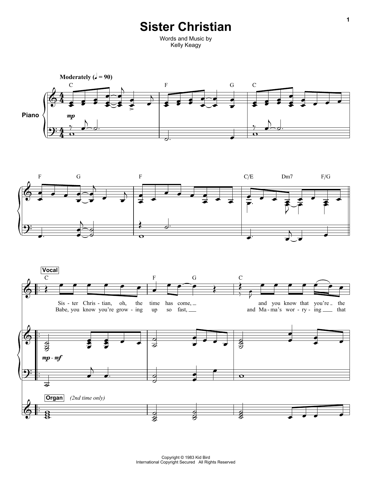 Download Sister Christian Night Ranger Very Easy Piano Sheet Music PDF 58589 Download Sister Christian Night Ranger Very Easy Piano Sheet Music PDF 58589