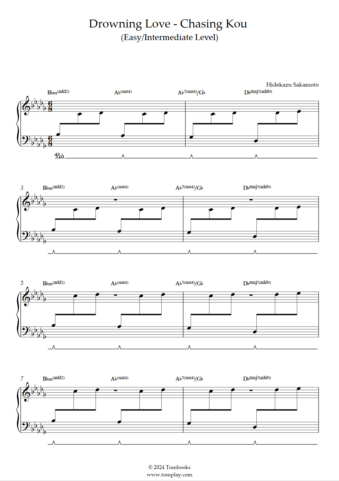 Drowning Love Chasing Kou Easy Intermediate Level Hidekazu Sakamoto Piano Sheet Music Drowning Love Chasing Kou Easy Intermediate Level Hidekazu Sakamoto Piano Sheet Music