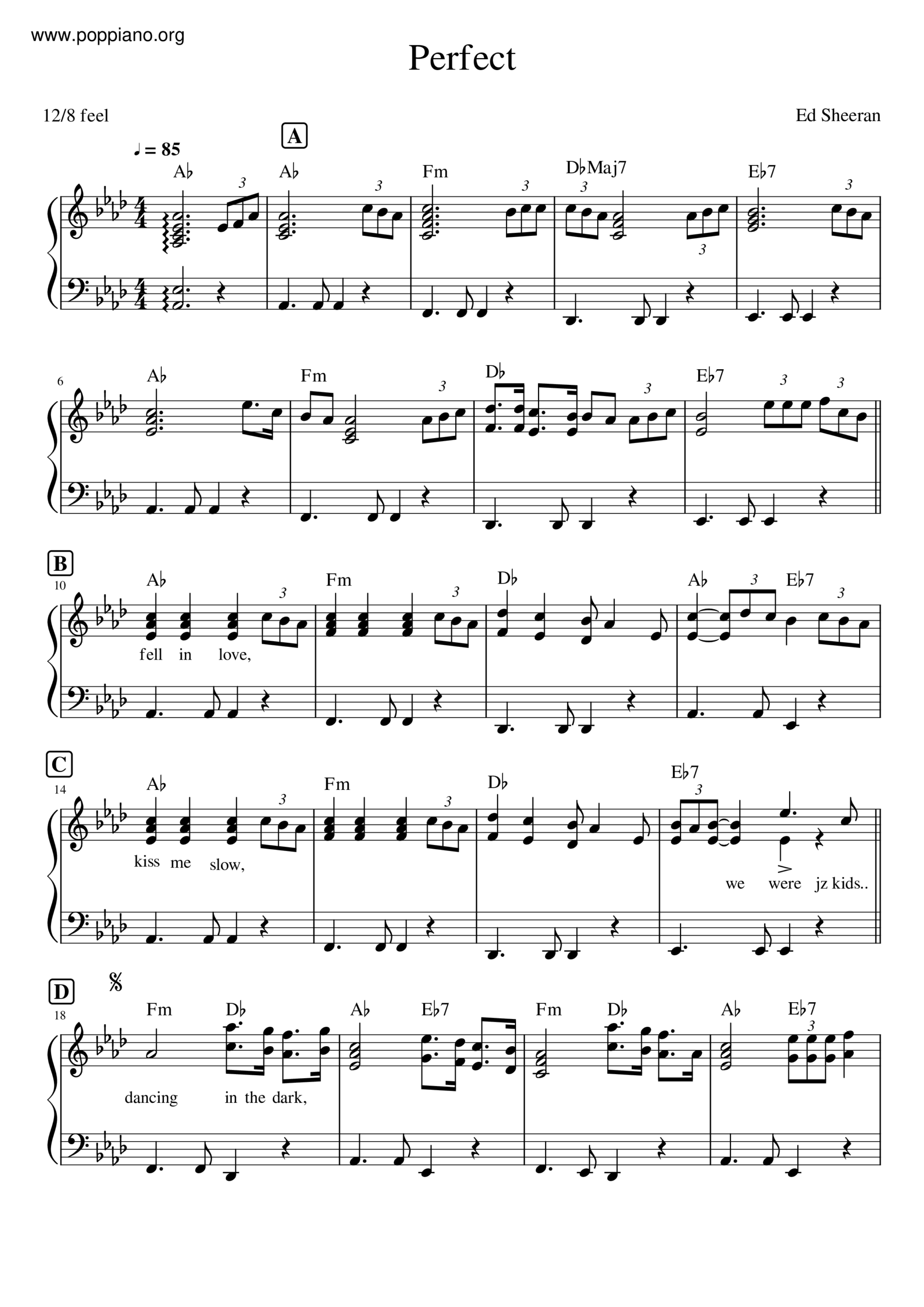 Ed Sheeran Perfect Sheet Music Pdf Free Score Download Ed Sheeran Perfect Sheet Music Pdf Free Score Download