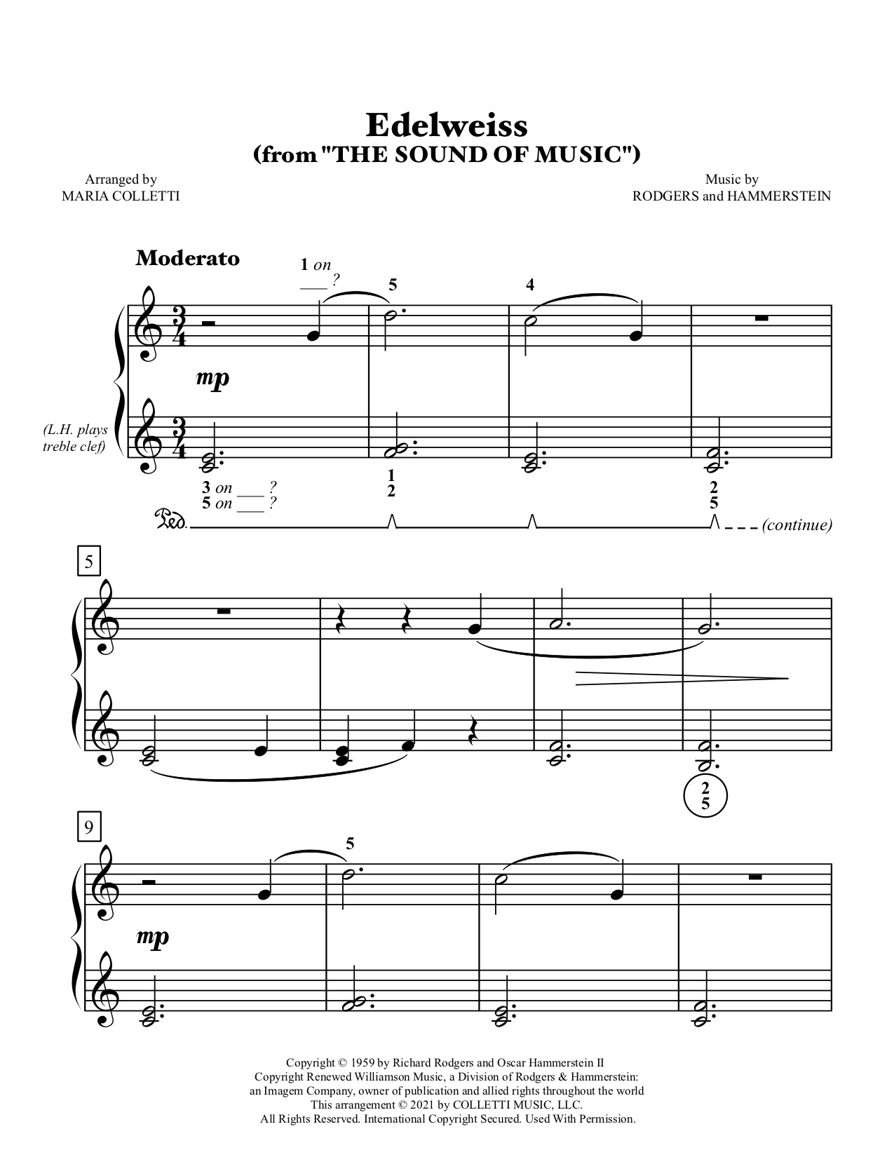edelweiss piano sheet music