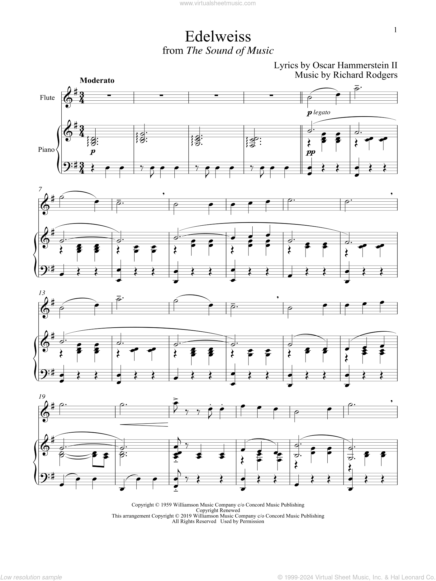 Edelweiss from The Sound Of Music Sheet Music For Flute And Piano