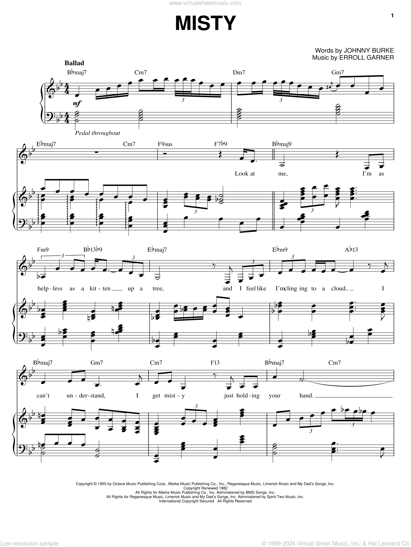 Ella Fitzgerald Misty Sheet Music For Voice And Piano PDF 