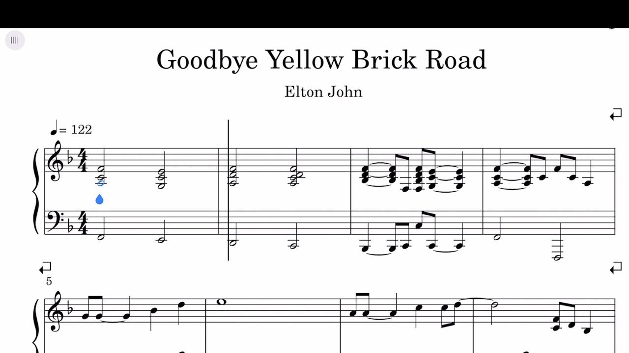 Elton John Goodbye Yellow Brick Road Sheet Music YouTube