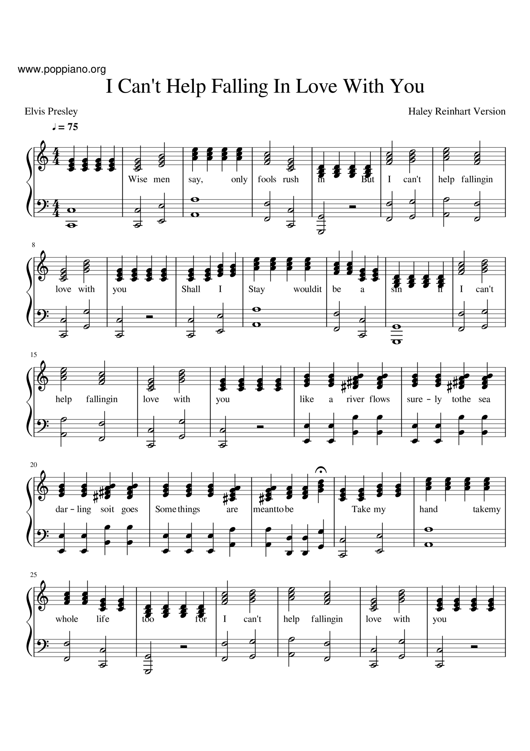 Elvis Presley Can t Help Falling In Love Sheet Music Pdf Free Score Download Elvis Presley Can t Help Falling In Love Sheet Music Pdf Free Score Download