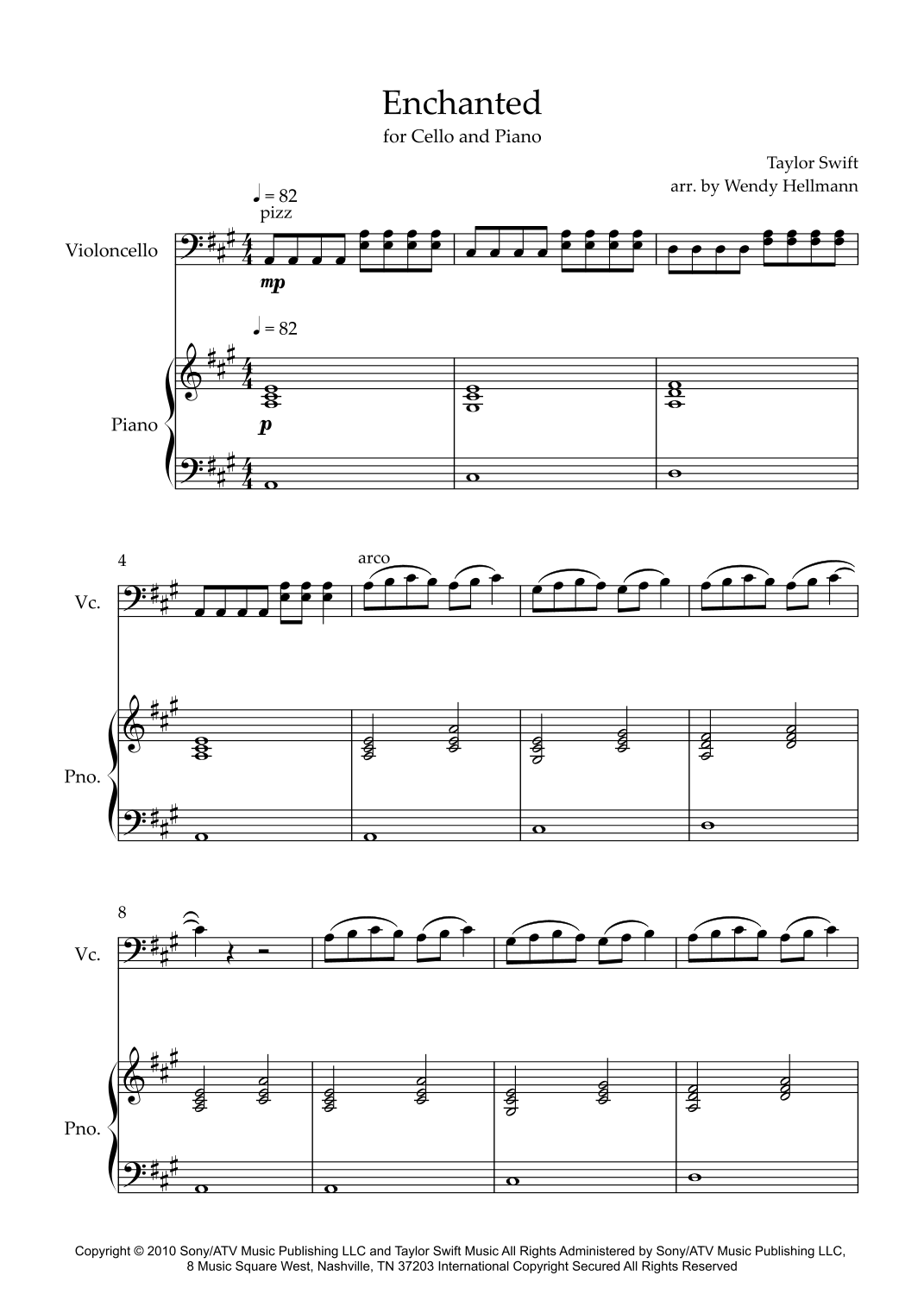 Enchanted arr Wendy Hellmann By Taylor Swift Sheet Music For Cello And Piano At Sheet Music Direct Enchanted arr Wendy Hellmann By Taylor Swift Sheet Music For Cello And Piano At Sheet Music Direct