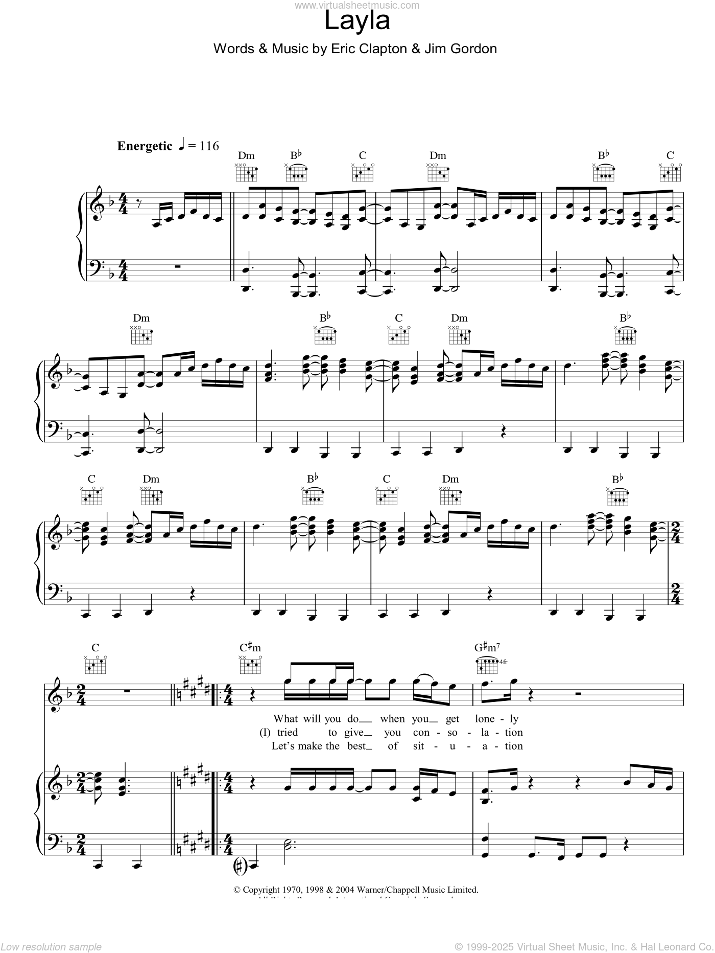 Eric Clapton Layla Sheet Music For Voice Piano Or Guitar PDF 