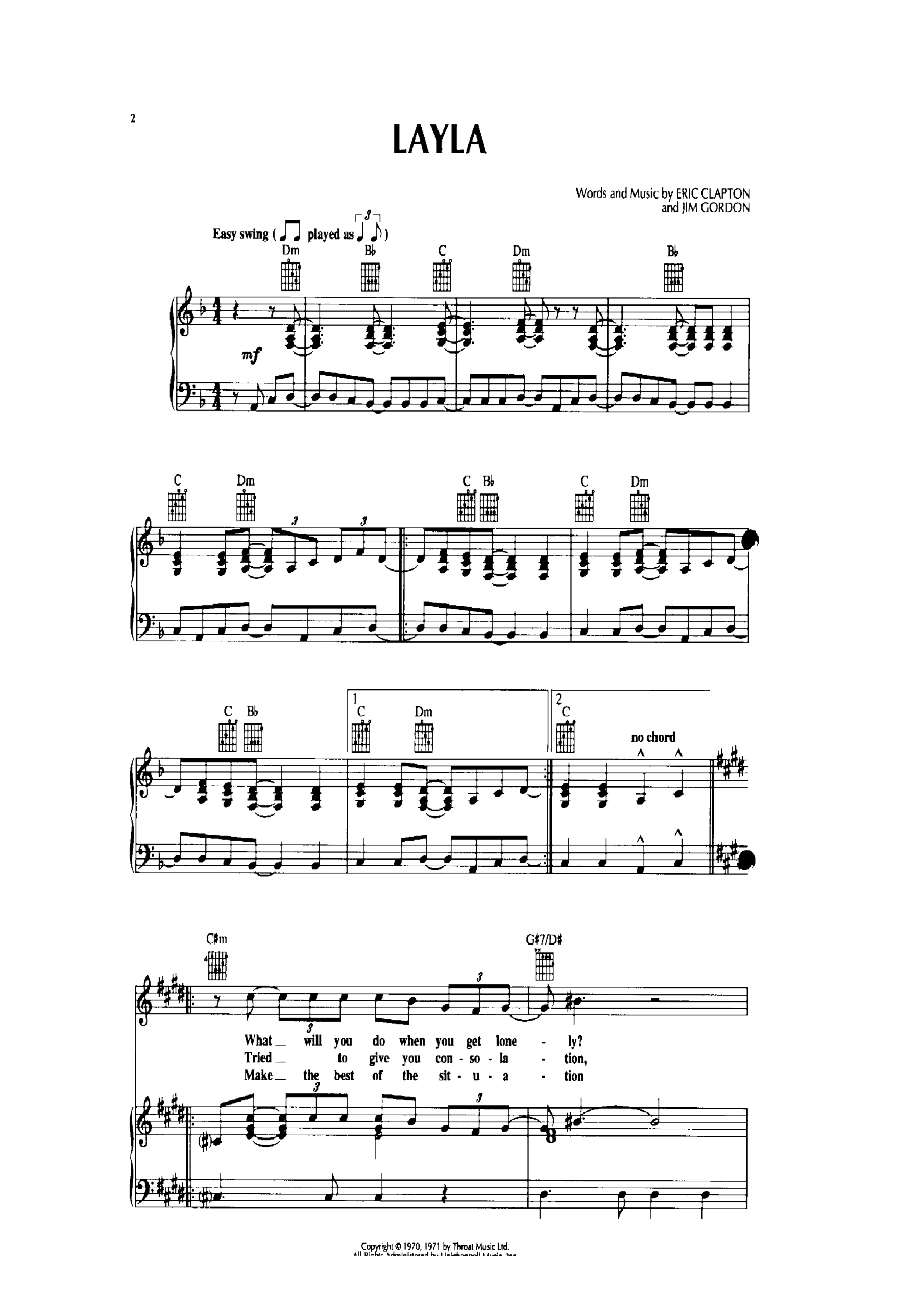 Eric Clapton Layla Sheet Music Pdf Free Score Download 