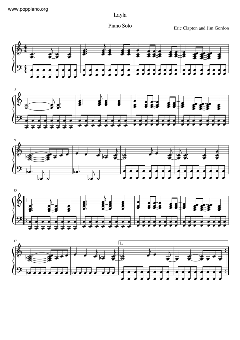  Eric Clapton Layla Sheet Music Pdf Free Score Download 