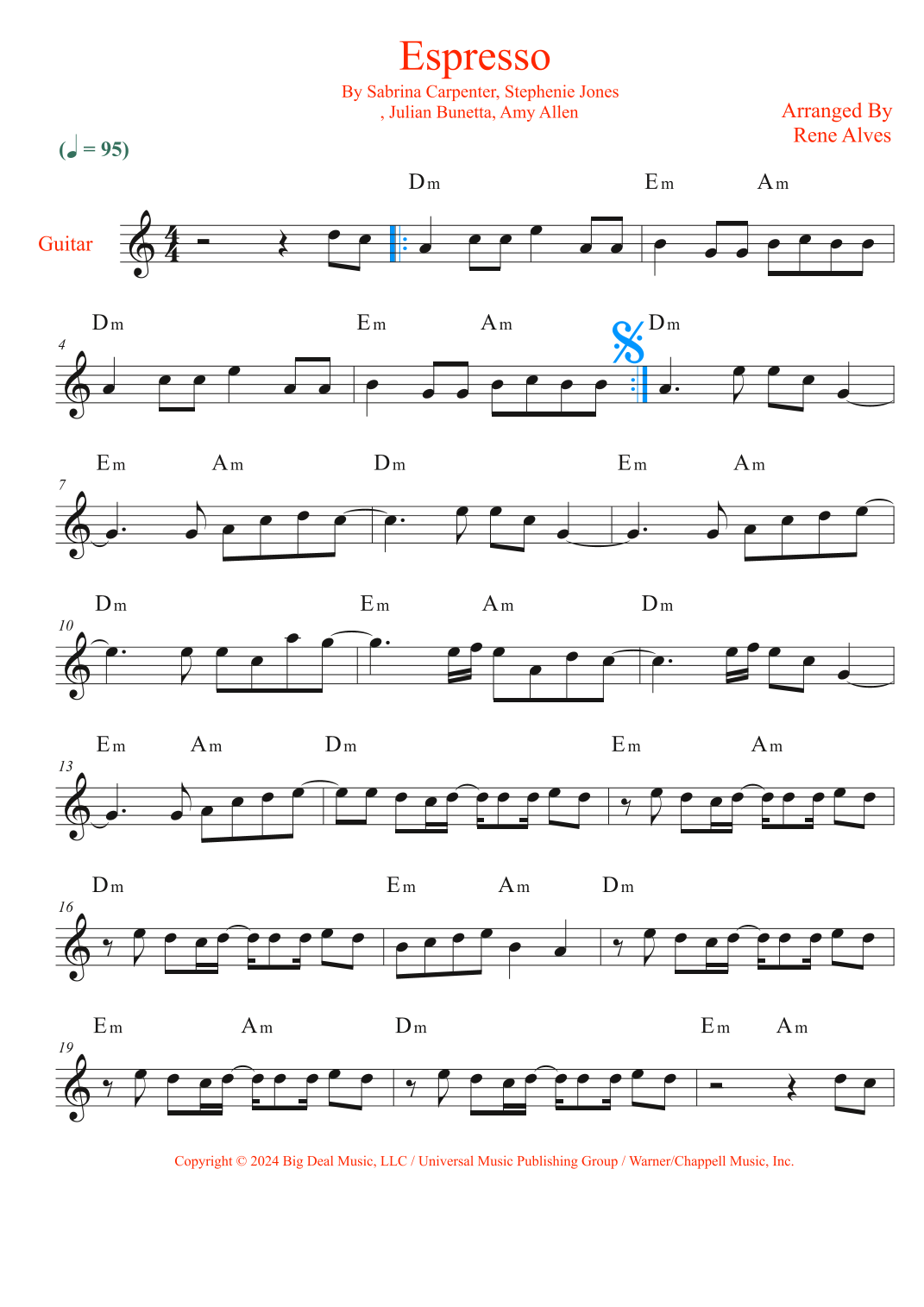 espresso piano sheet music