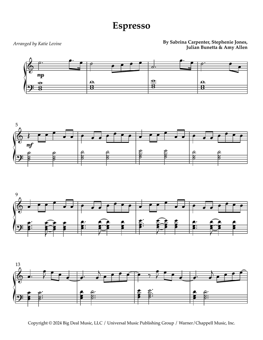Espresso Easy Piano Digital Sheet Music Sheet Music Plus