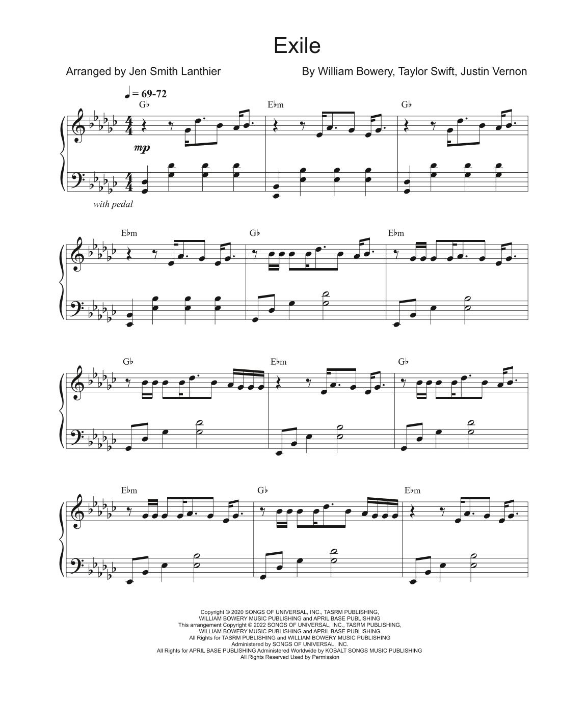 exile piano sheet music exile piano sheet music