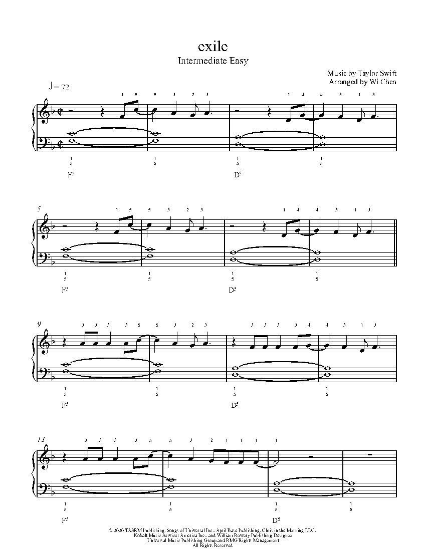 Exile By Taylor Swift Feat Bon Iver Sheet Music Lesson Intermediate Level Exile By Taylor Swift Feat Bon Iver Sheet Music Lesson Intermediate Level