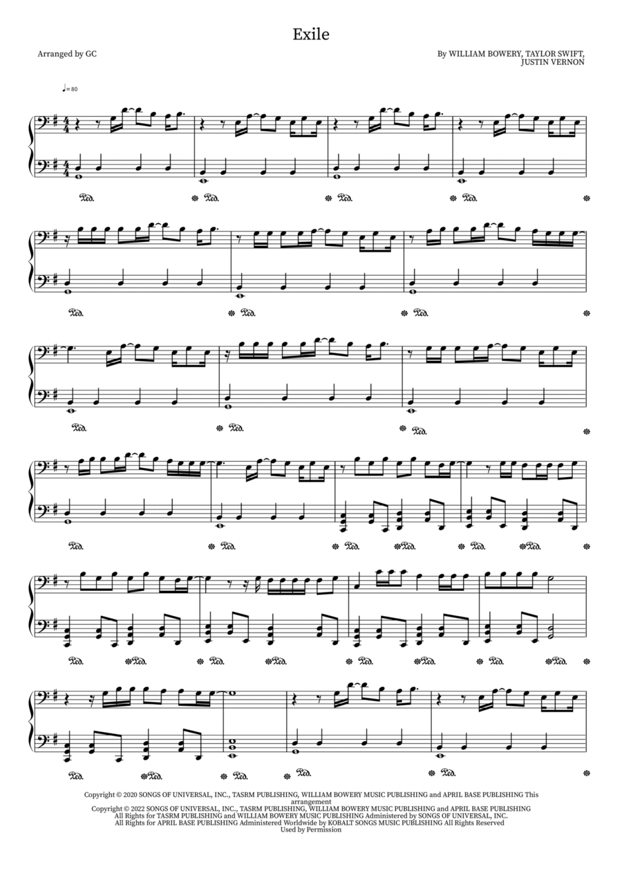 Exile By Taylor Swift Piano Digital Sheet Music Sheet Music Plus Exile By Taylor Swift Piano Digital Sheet Music Sheet Music Plus