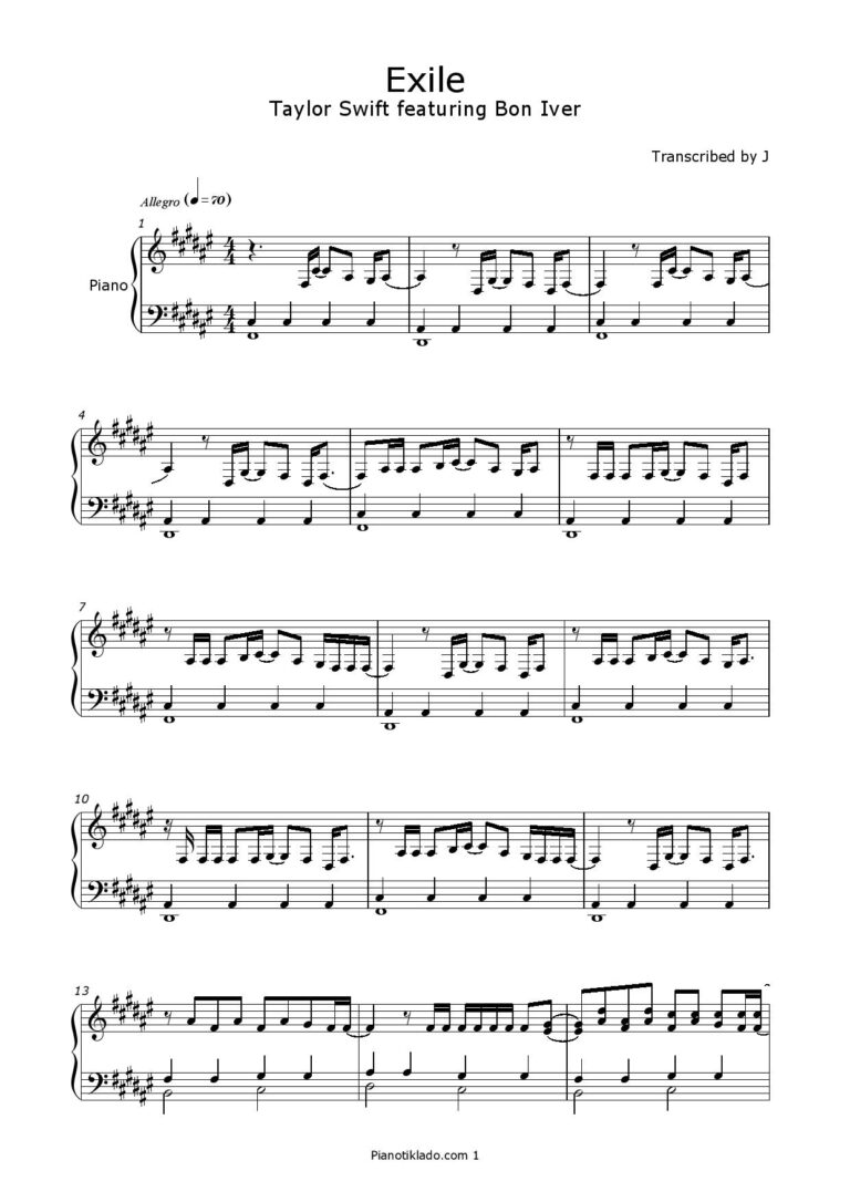 Exile Taylor Swift Folklore Album Pianotiklado