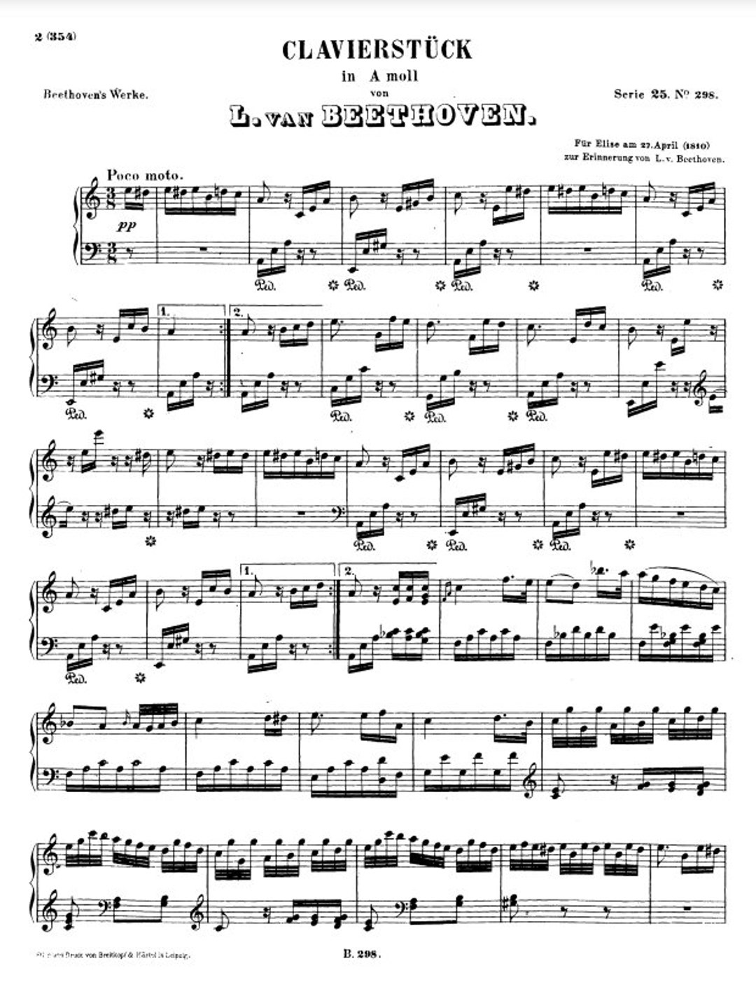 F r Elise Beethoven Piano Sheet Music Downloadable Printable PDF Etsy Finland