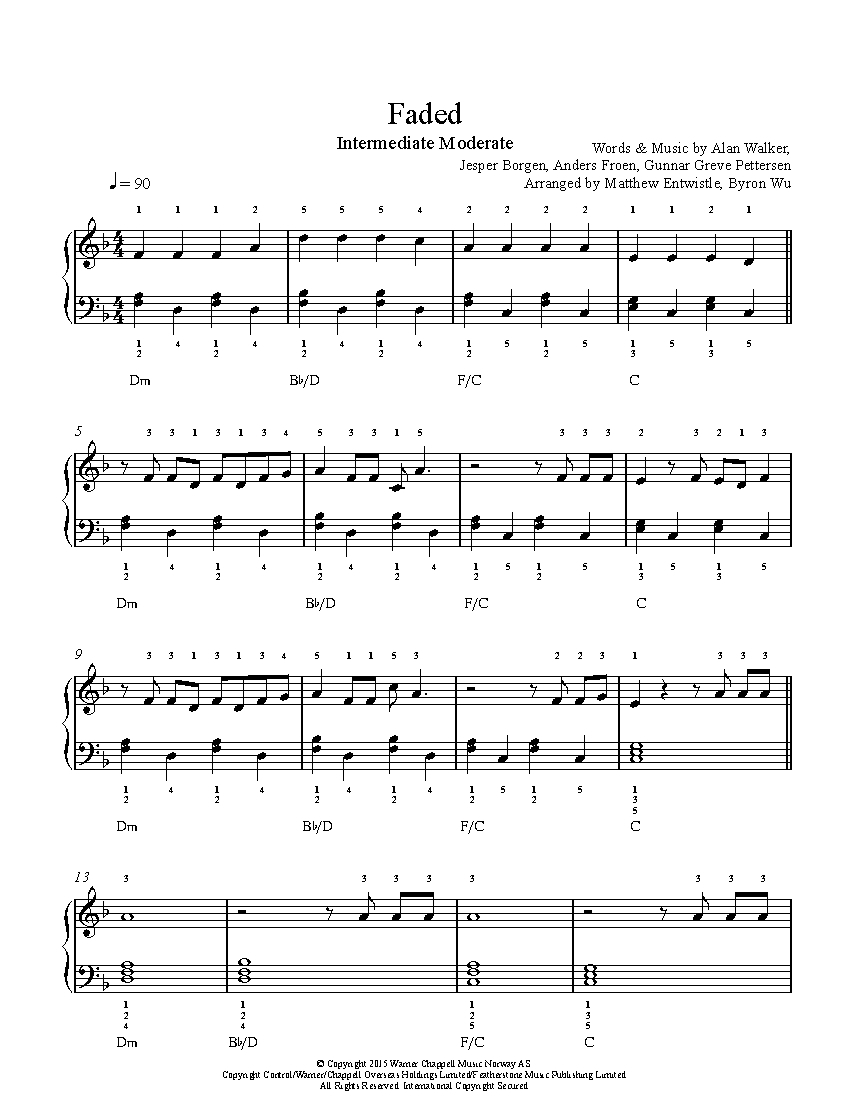 Faded By Alan Walker Sheet Music Lesson Intermediate Level Faded By Alan Walker Sheet Music Lesson Intermediate Level
