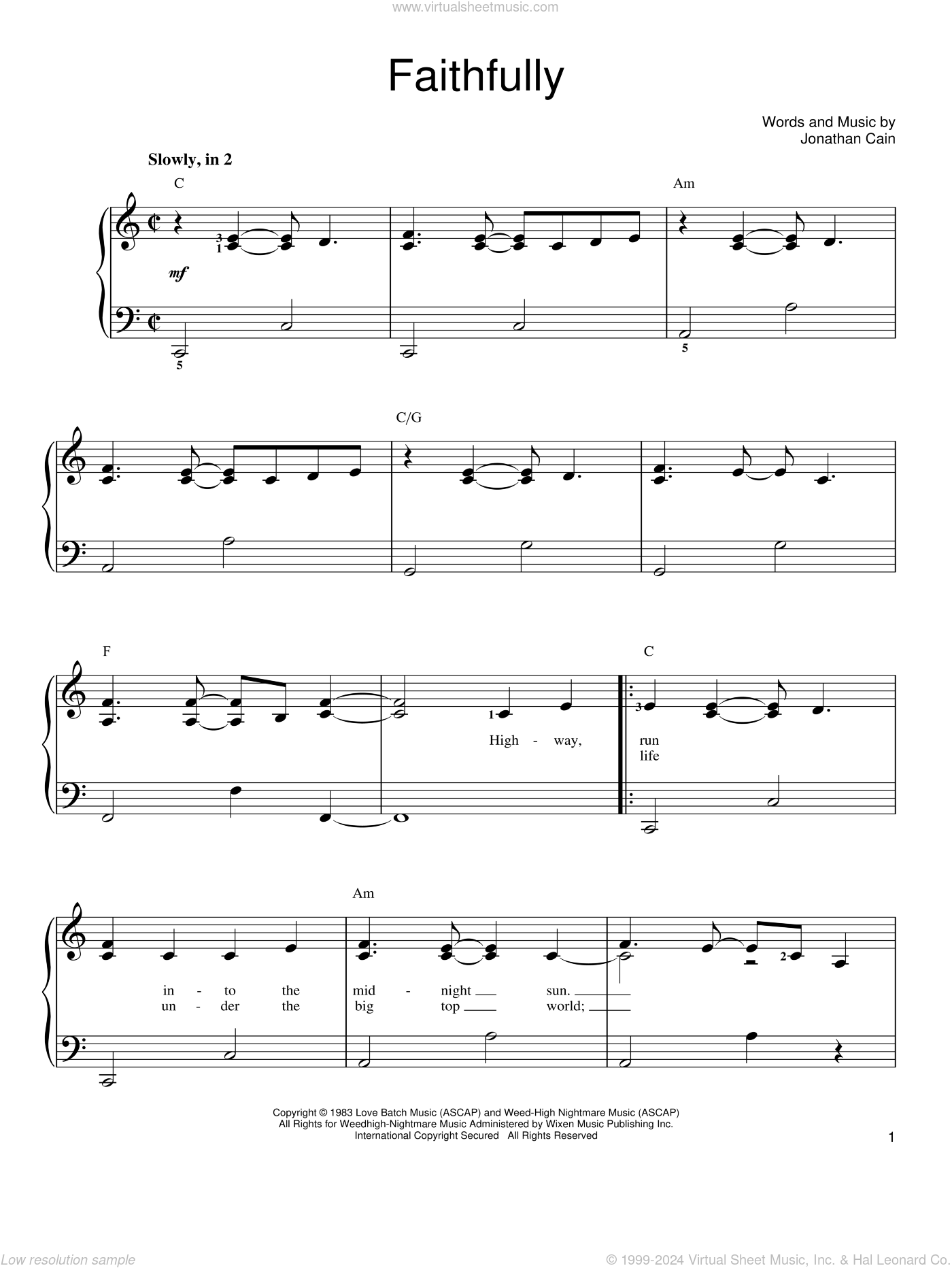 Faithfully easy Sheet Music For Piano Solo PDF interactive 
