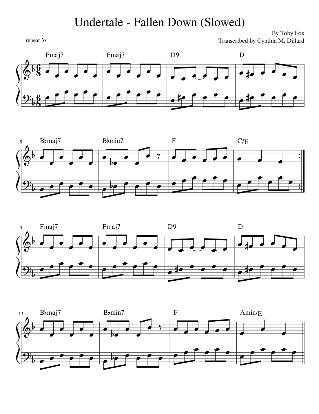 Fallen Down arr Cynthia M Dillard By Toby Fox Sheet Music For Easy Piano At Sheet Music Direct Fallen Down arr Cynthia M Dillard By Toby Fox Sheet Music For Easy Piano At Sheet Music Direct